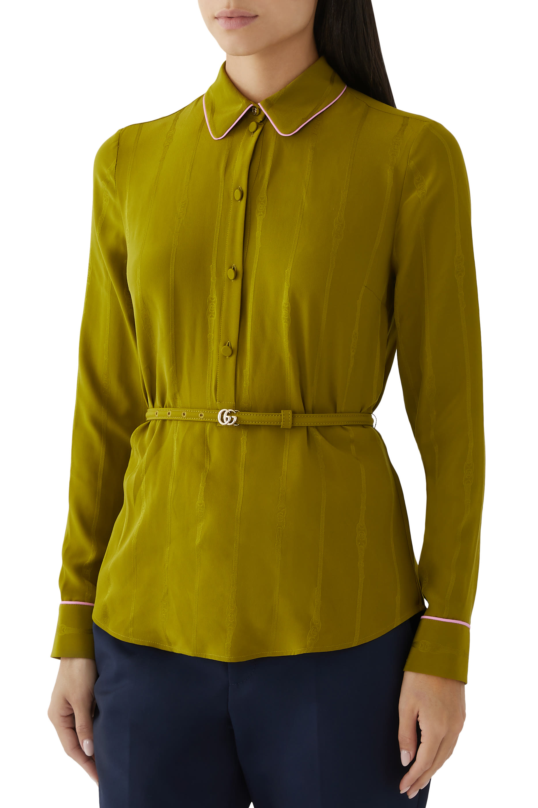  Chain and Belt Silk Jacquard Shirt