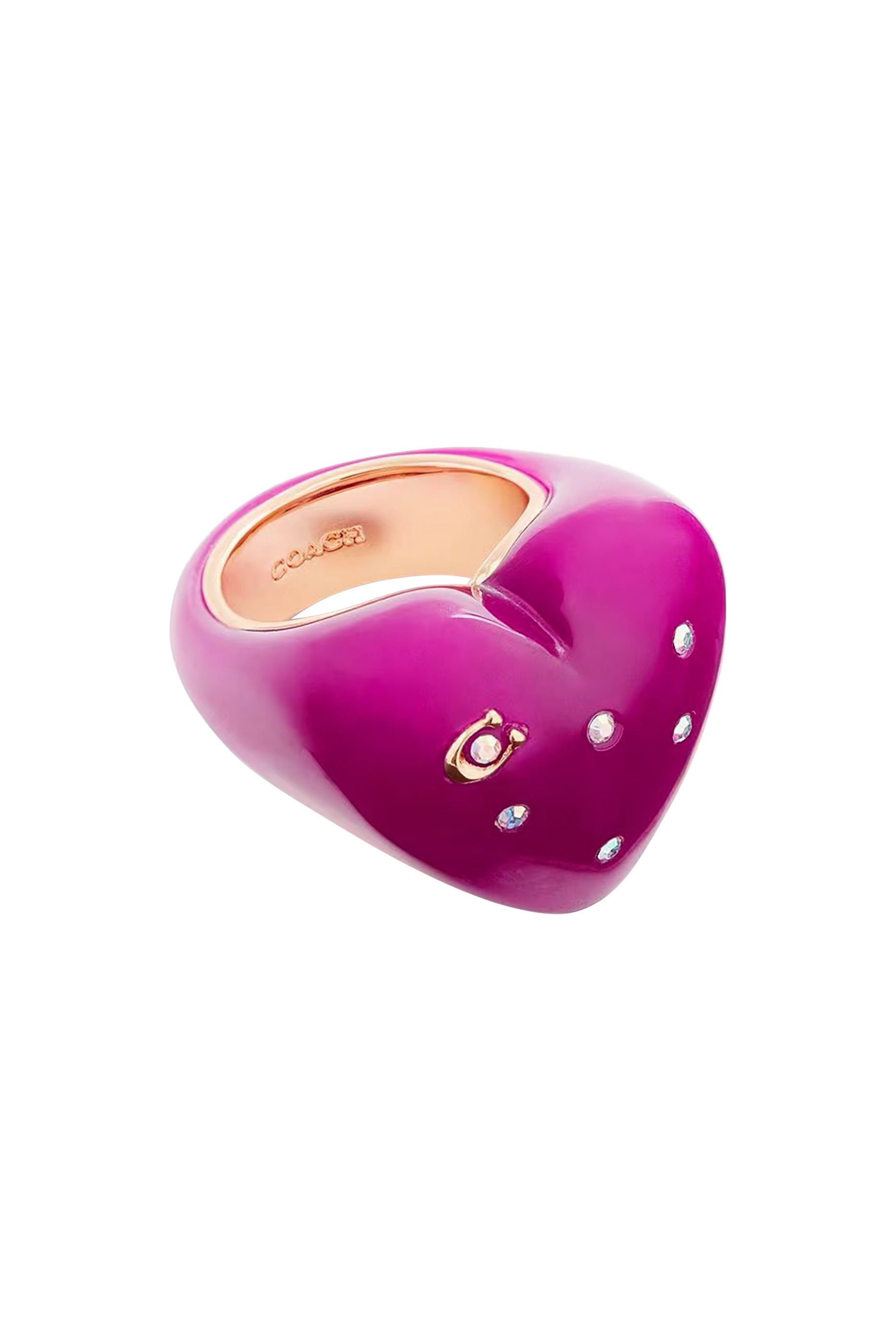 Vintage Charms Signature Heart Cocktail Ring, Brass & Resin, Glass Crystal