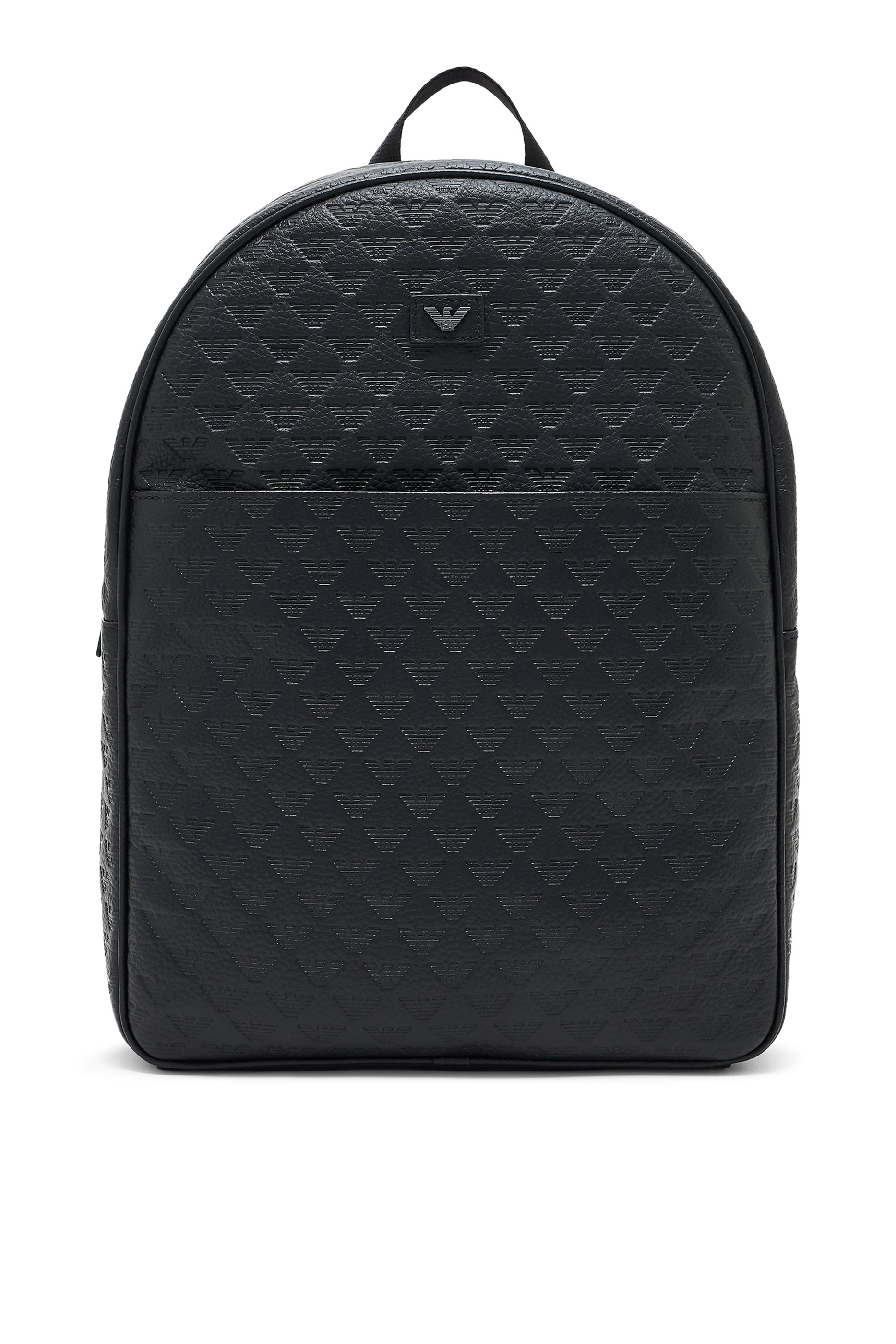 Leather Backpack with All-Over Embossed Eagle