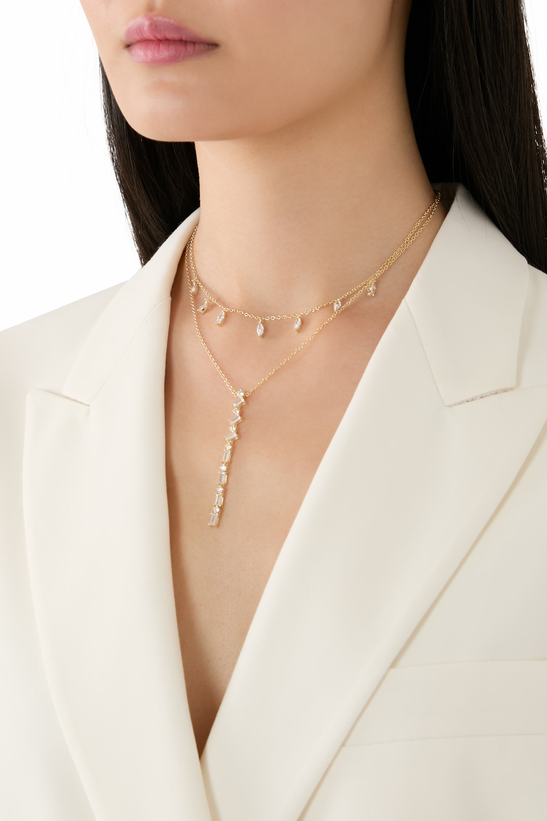 Baguette Marquis Multi-Layered Necklace