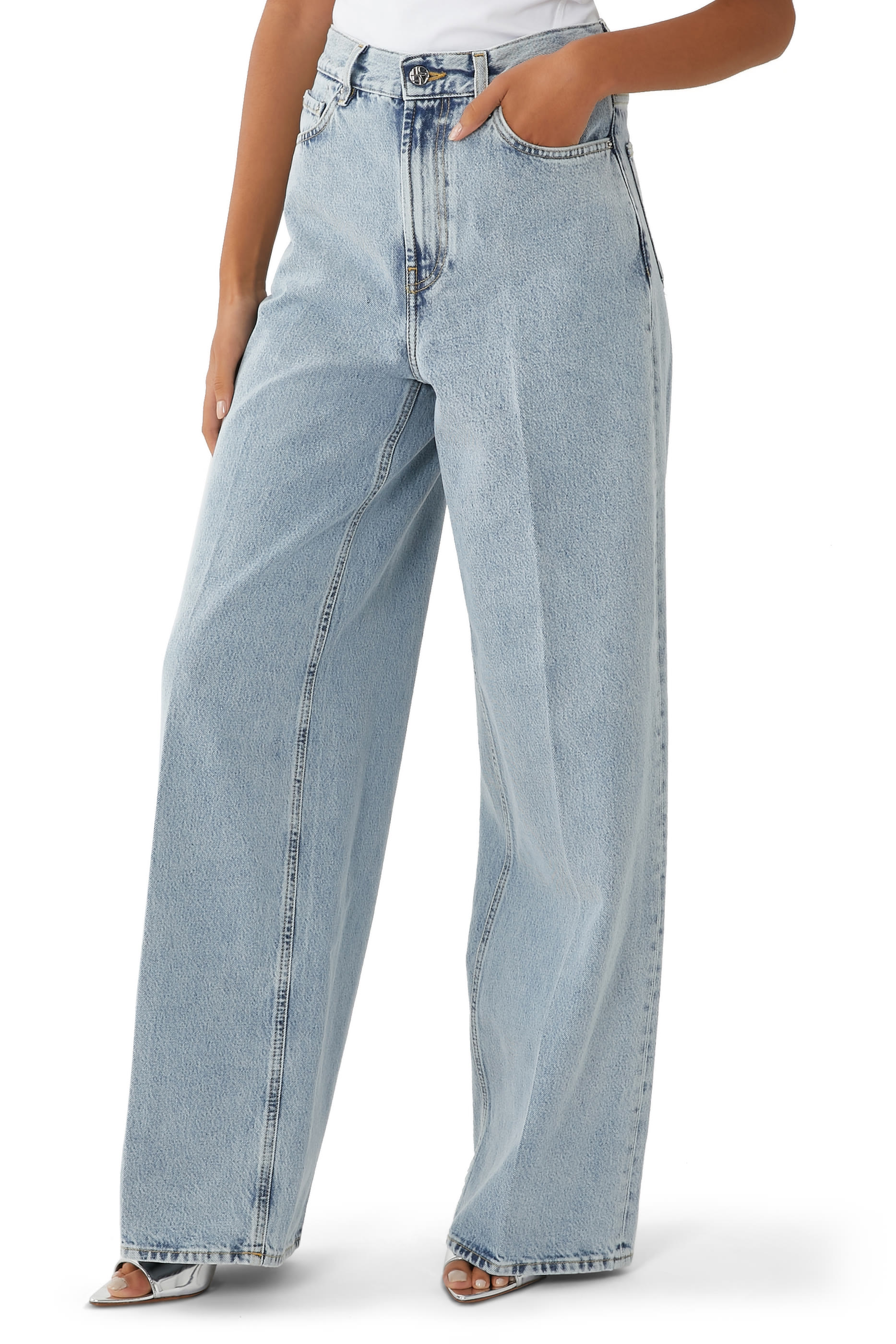 Wide-Leg Denim Pants