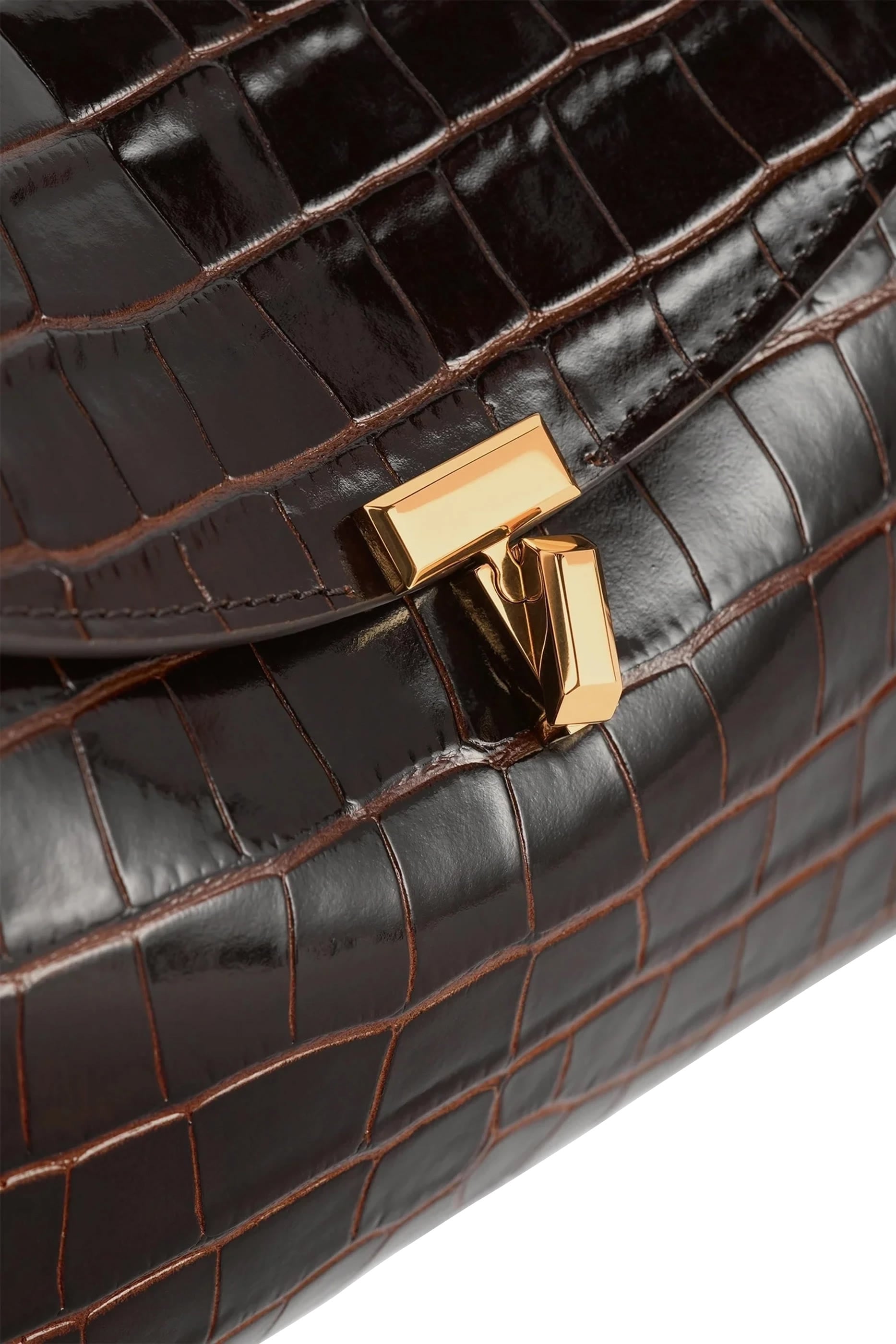 T-Lock Croco-Embossed Clutch