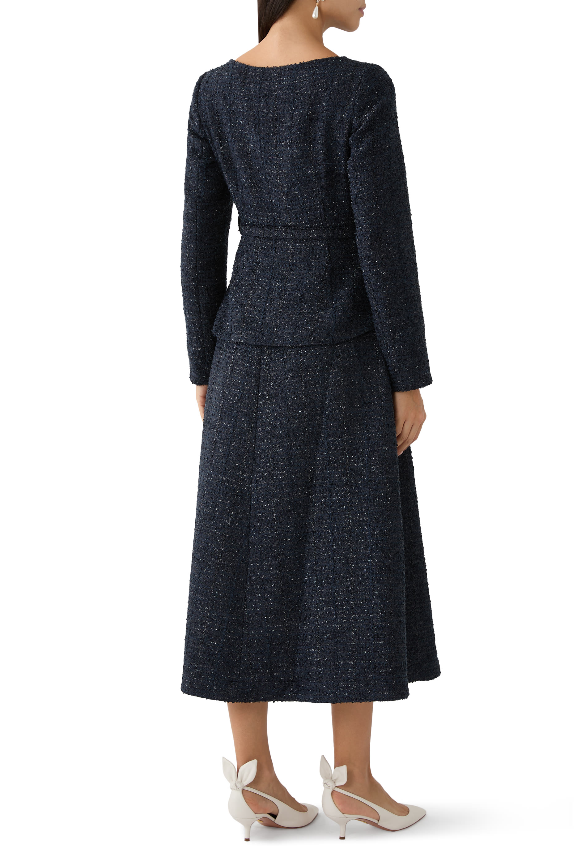 Metallic Boucle Midi Dress