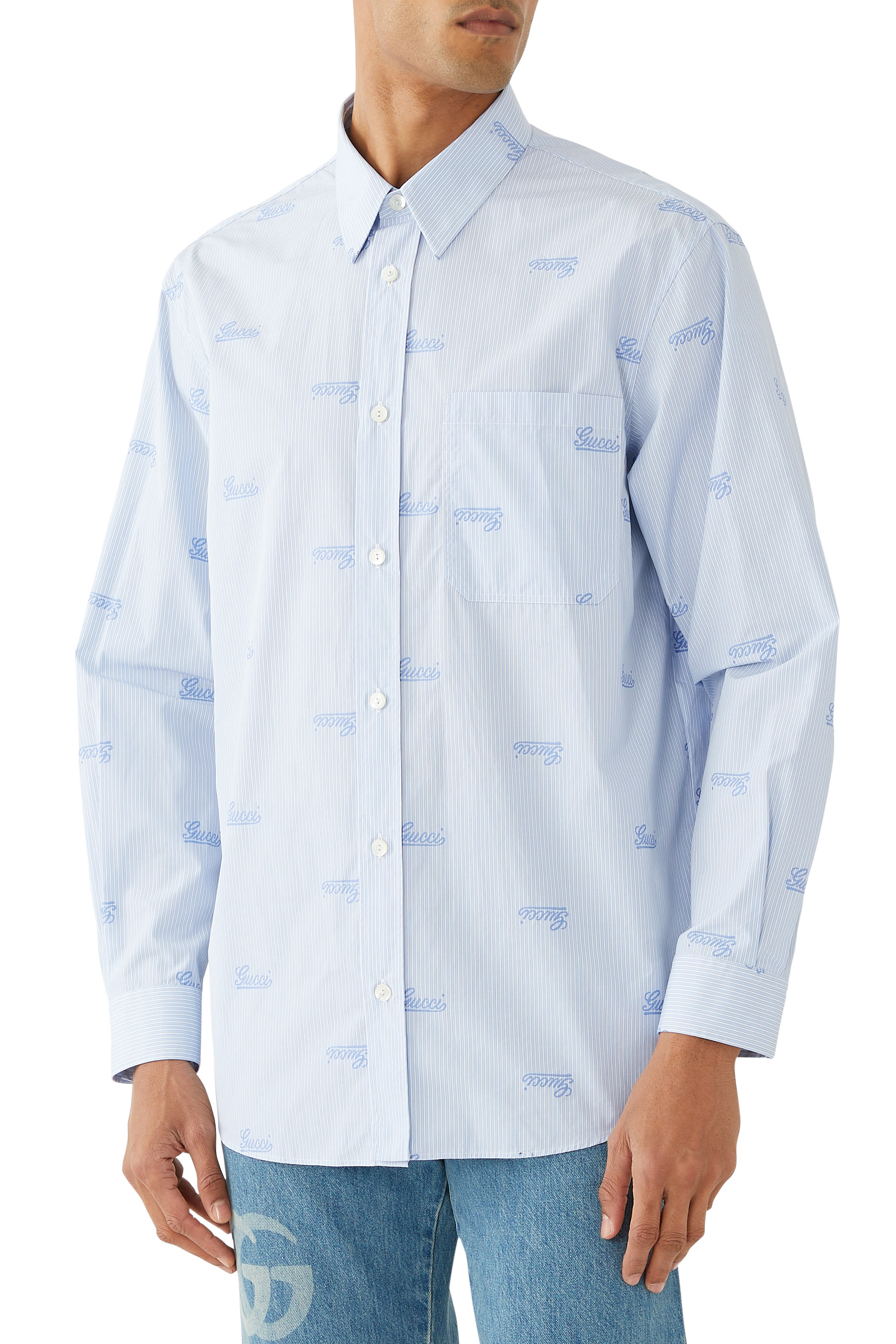 Embroidered Striped Cotton Shirt