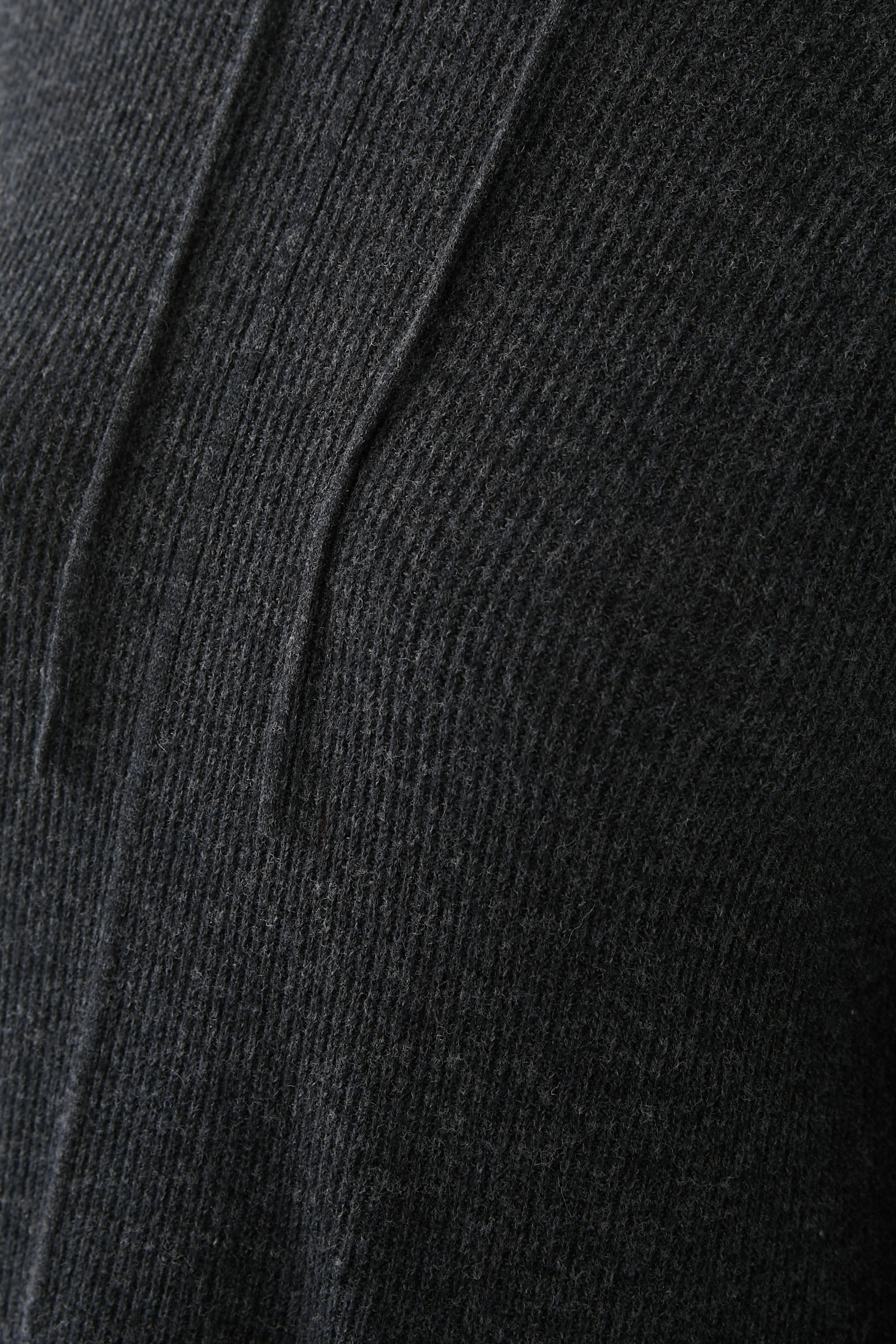 Cashmere Ribbed Drawstring Hem Hoodie