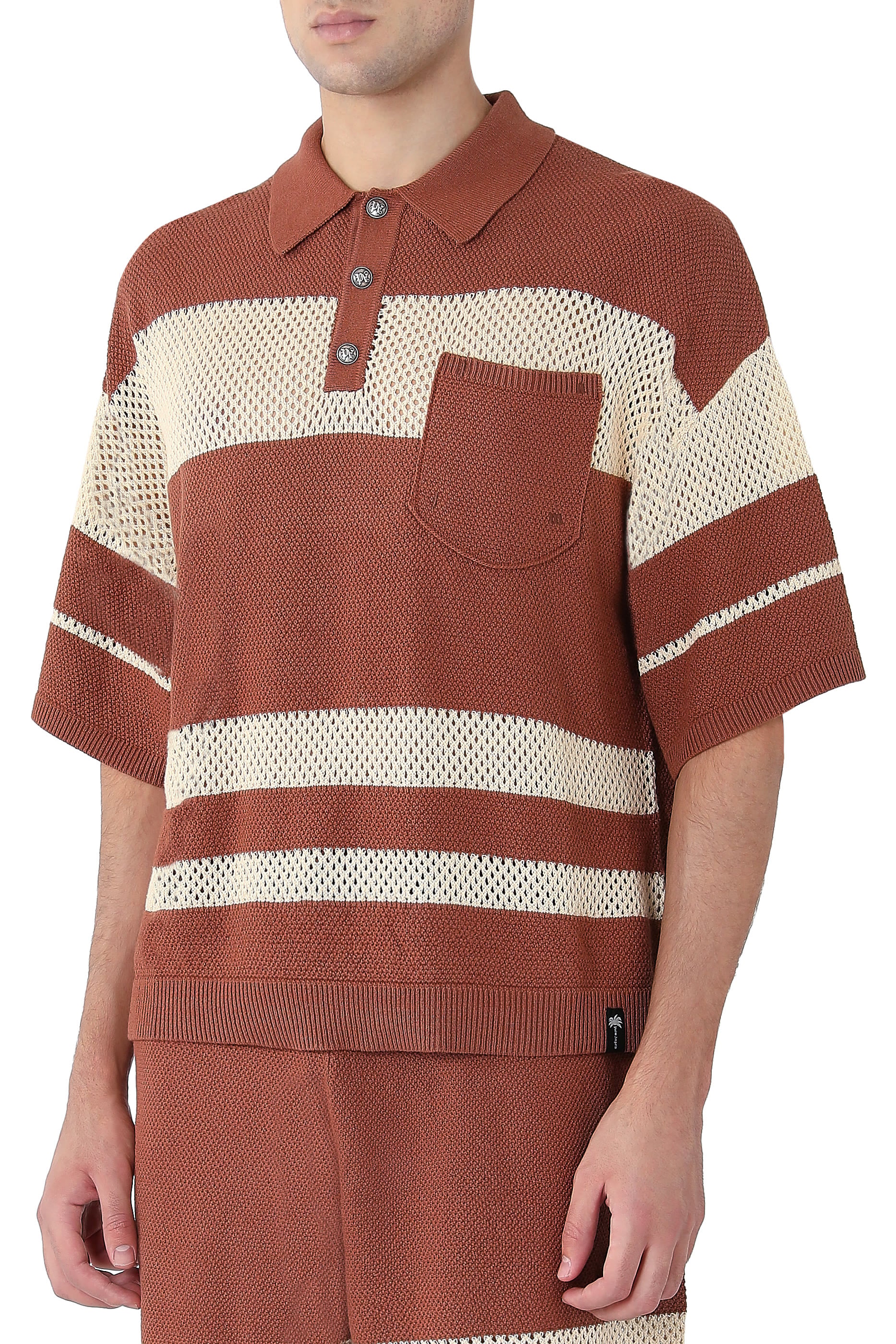  Palm Type Loose Knit Polo Shirt