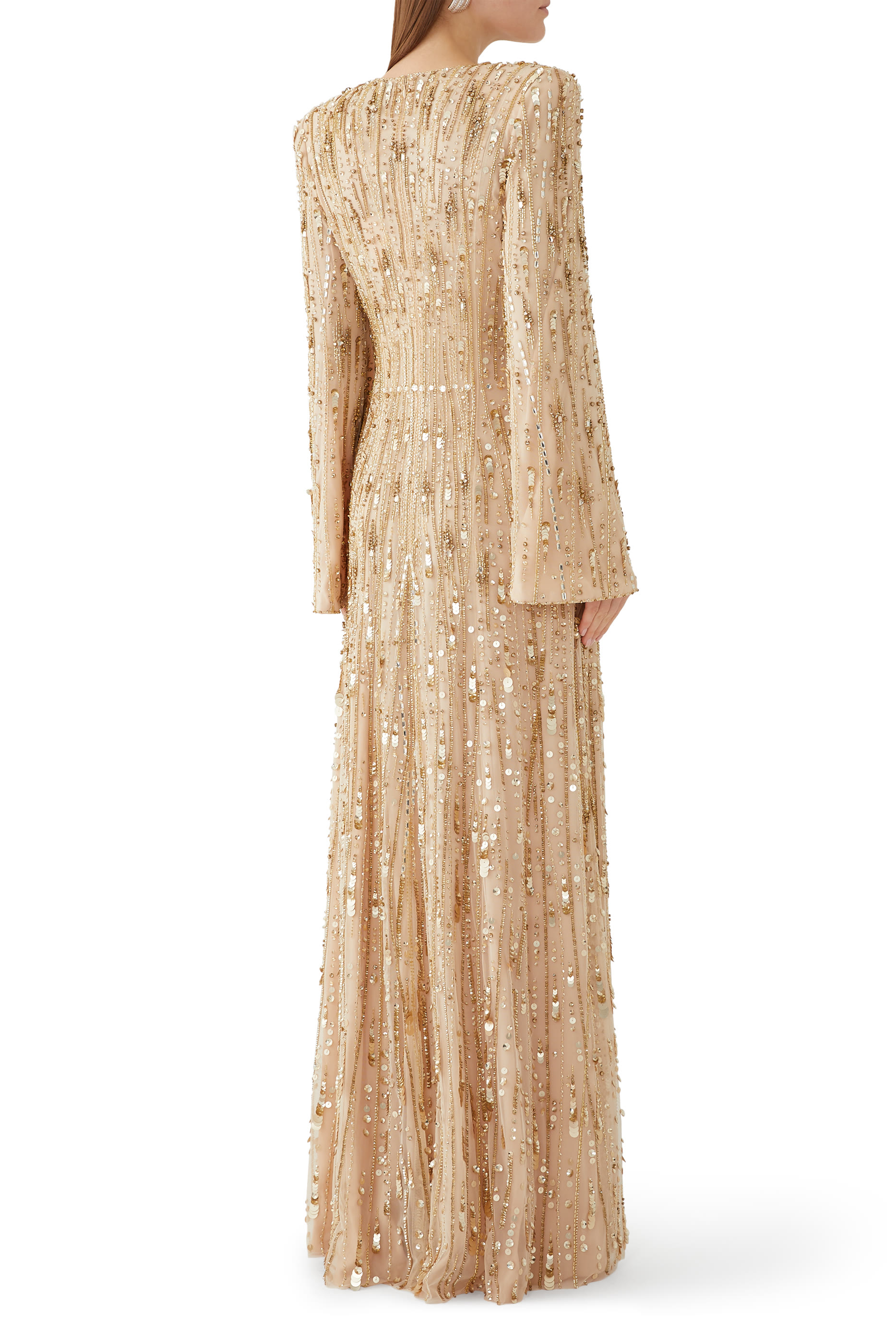 Elbe Long Sleeve Embellished Gown