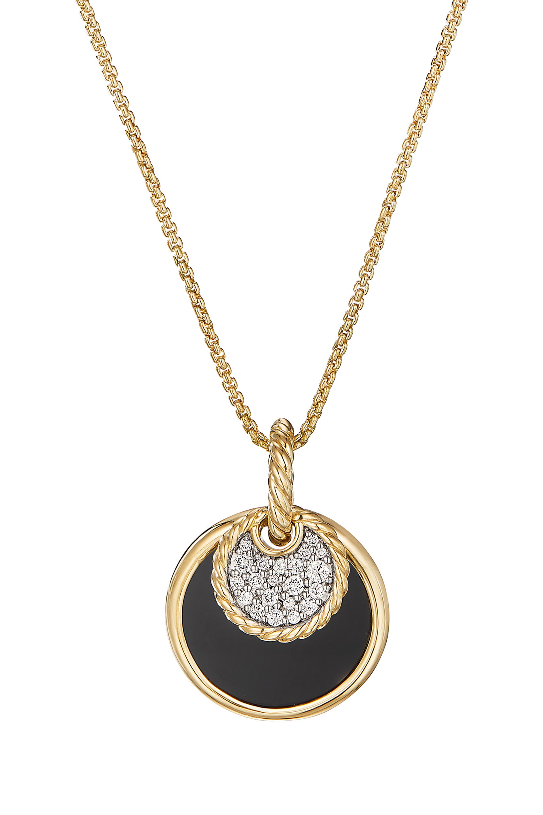 DY Elements&reg; Convertible Pendant Necklace, 18k Yellow Gold, Diamonds & Black Onyx