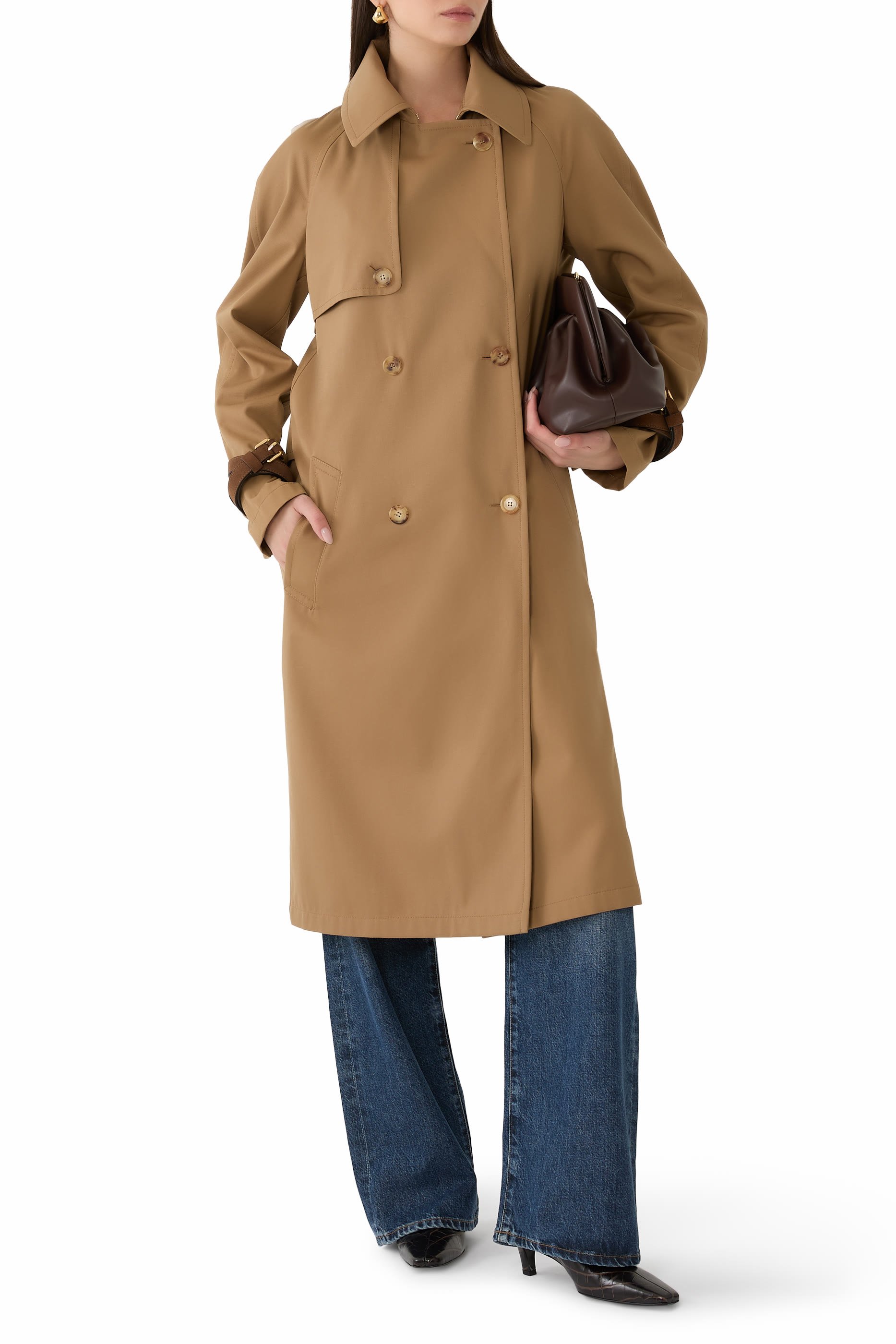 Cotton Blend Gabardine Trench Coat
