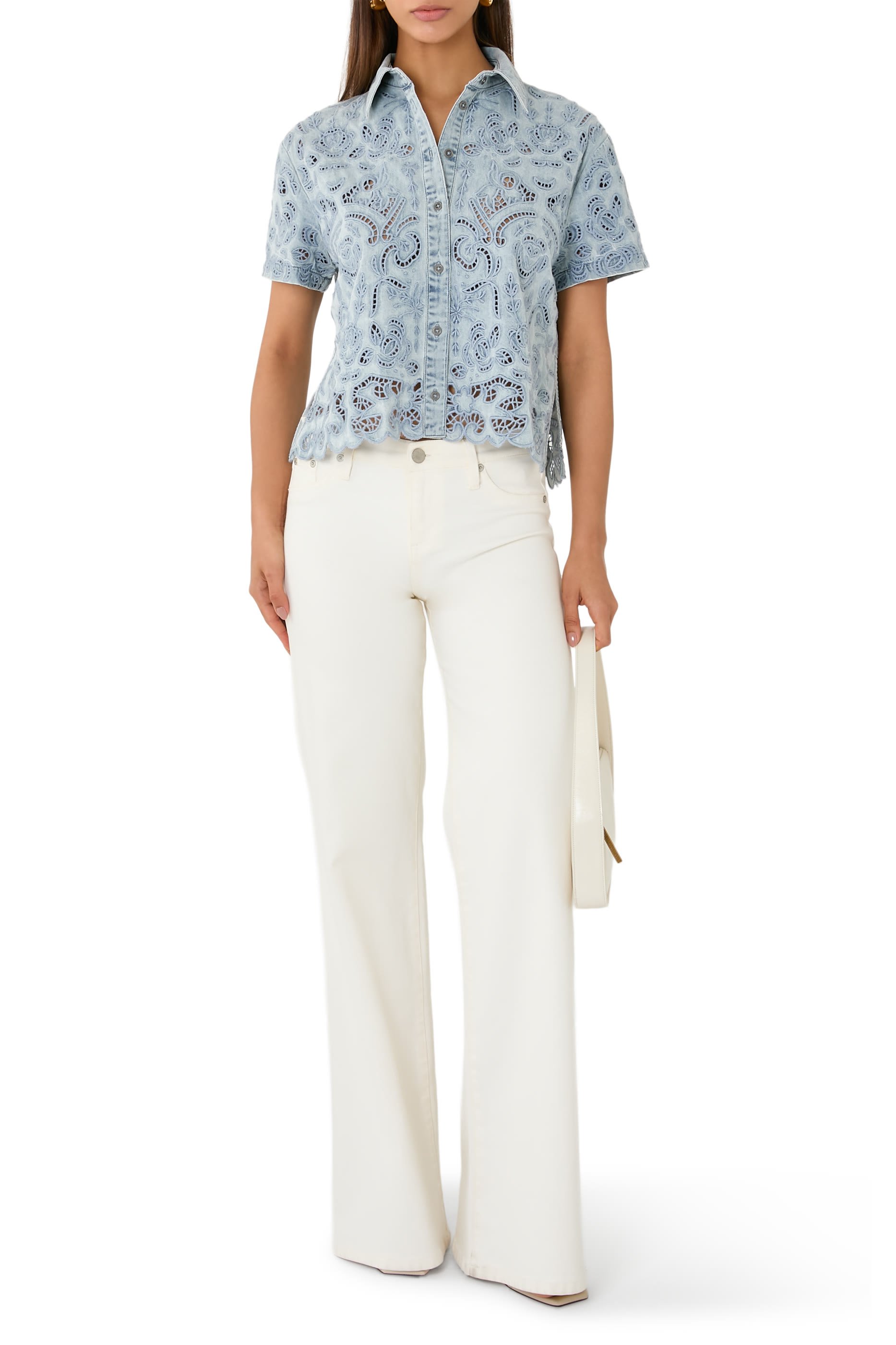 Lane Denim Button Down Top