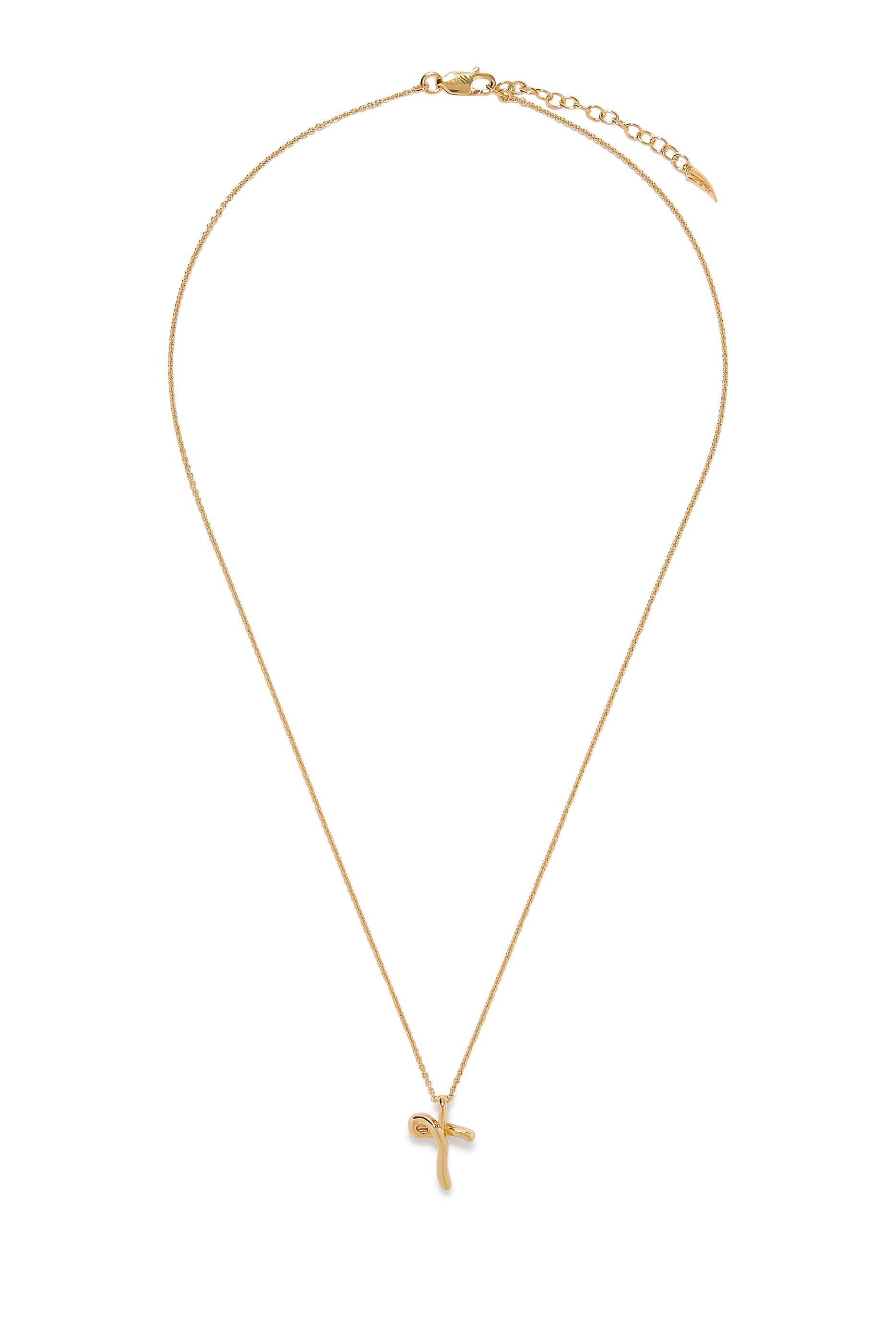 Curly Molten Mini Initial Necklace - T, 18k Recycled Gold Vermeil on Recycled Sterling Silver