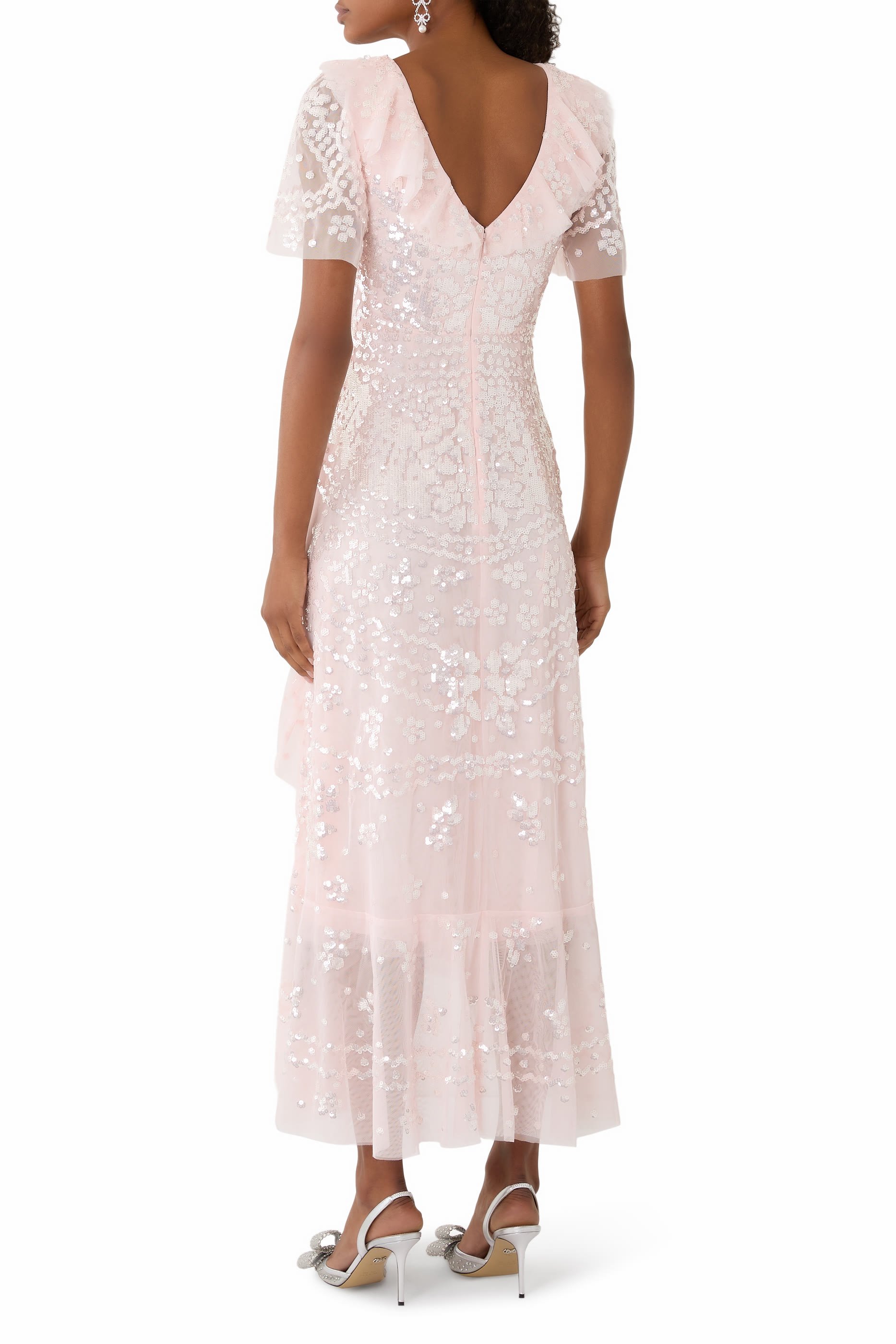 Anais Sequin Frill Ankle Gown