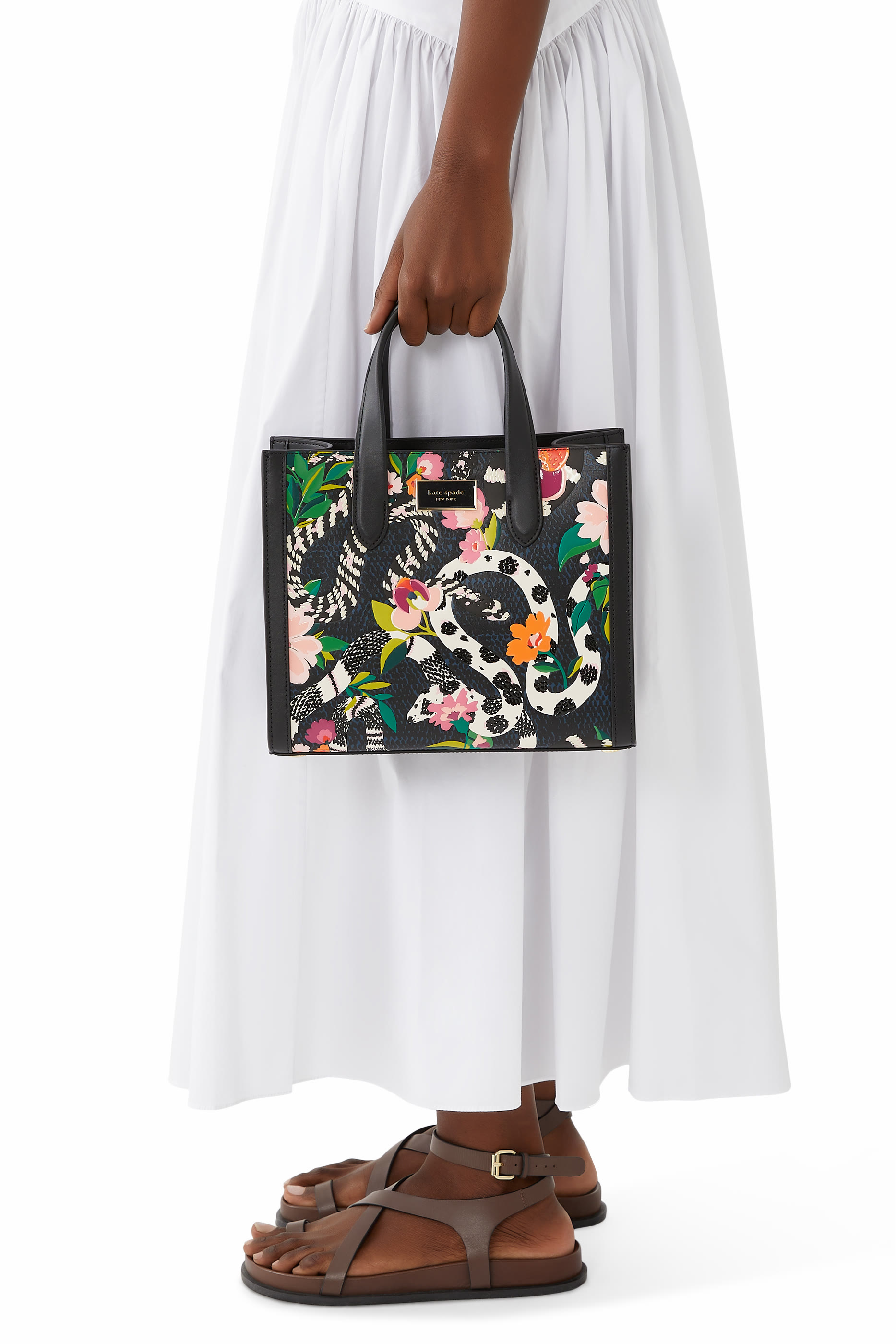 Manhattan Snake Print Embossed Leather Small Tote Bag