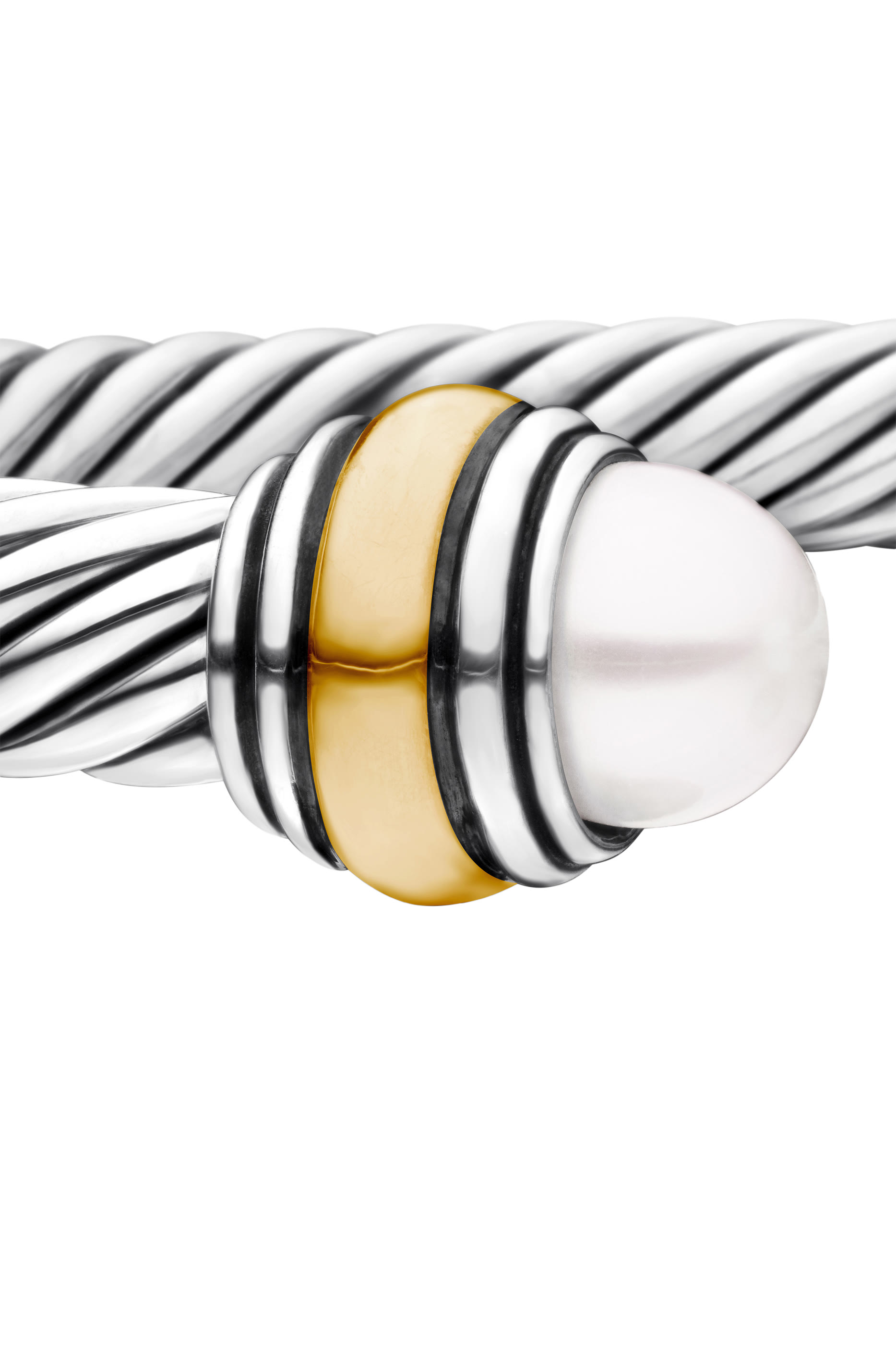 Classic Cable Bracelet, Sterling Silver with 14k Yellow Gold and Pearls