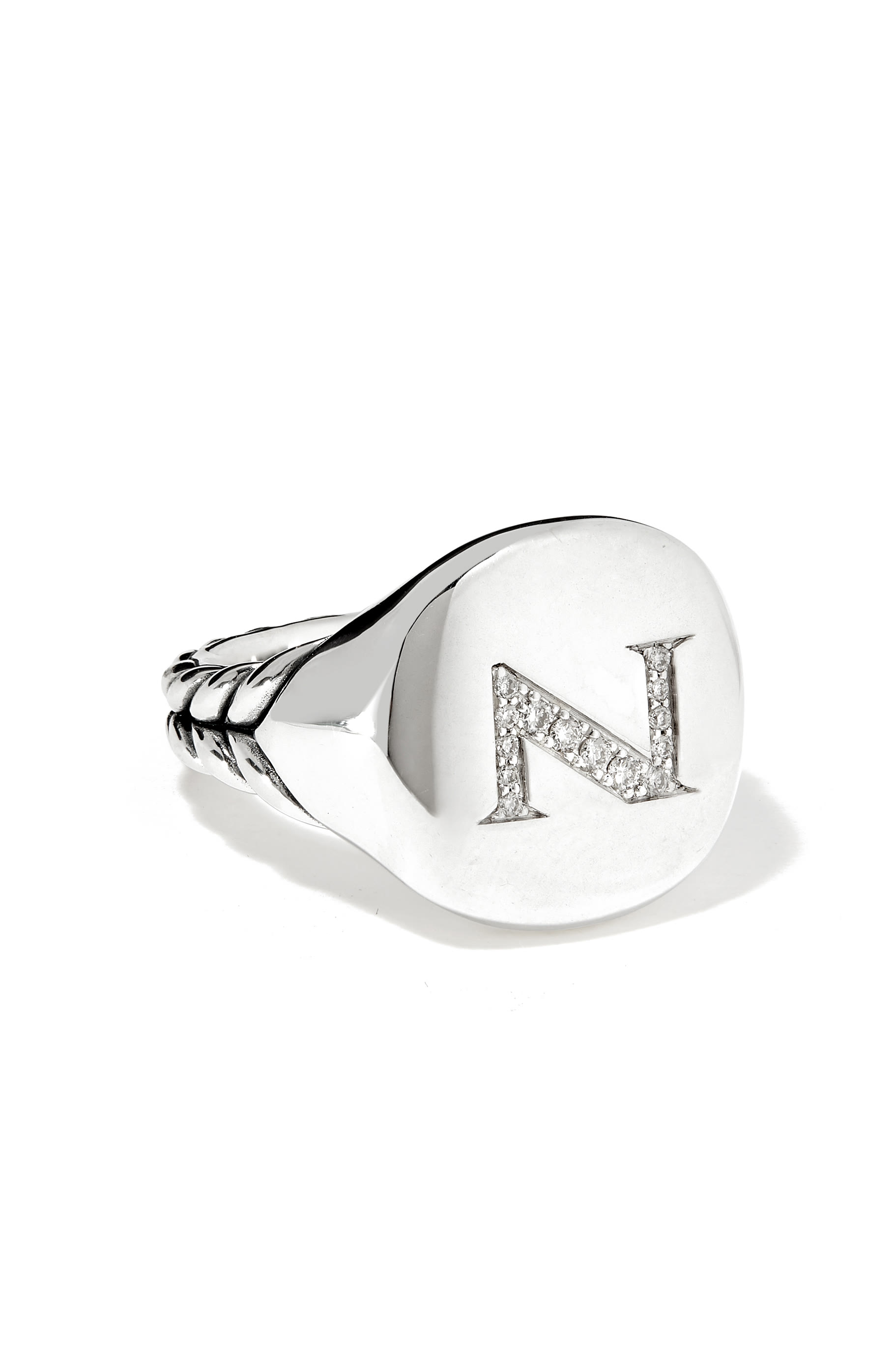 N Initial Diamond Pinky Ring