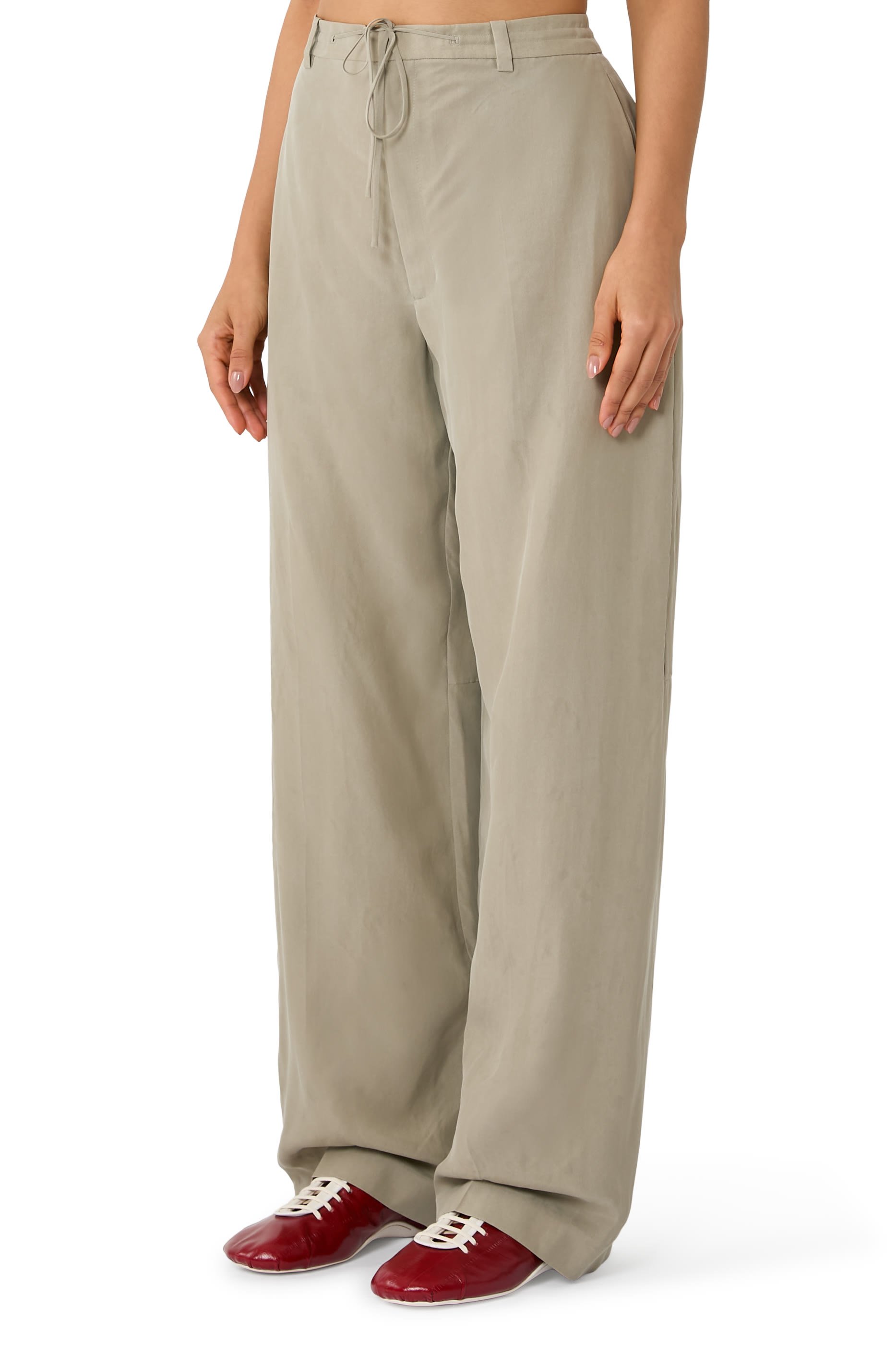  Mid-Rise Tailored Pants with Drawcord Detail