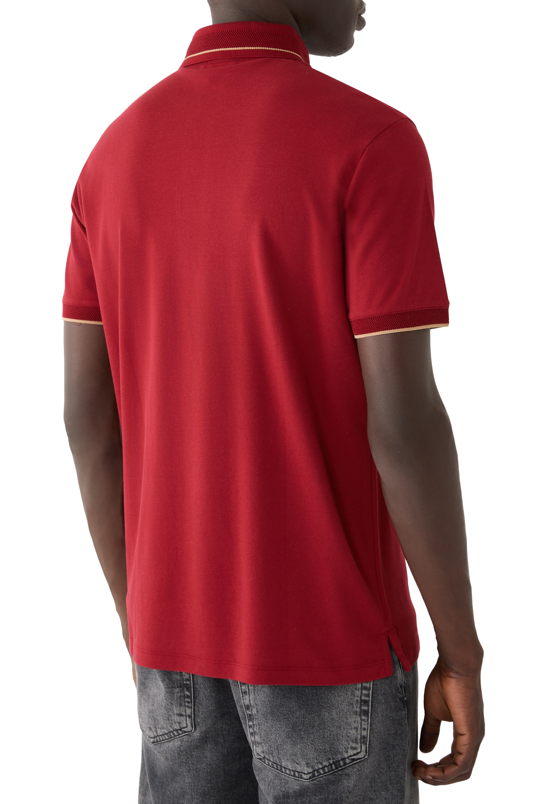 Logo Stripe Collar-Detail Polo Shirt