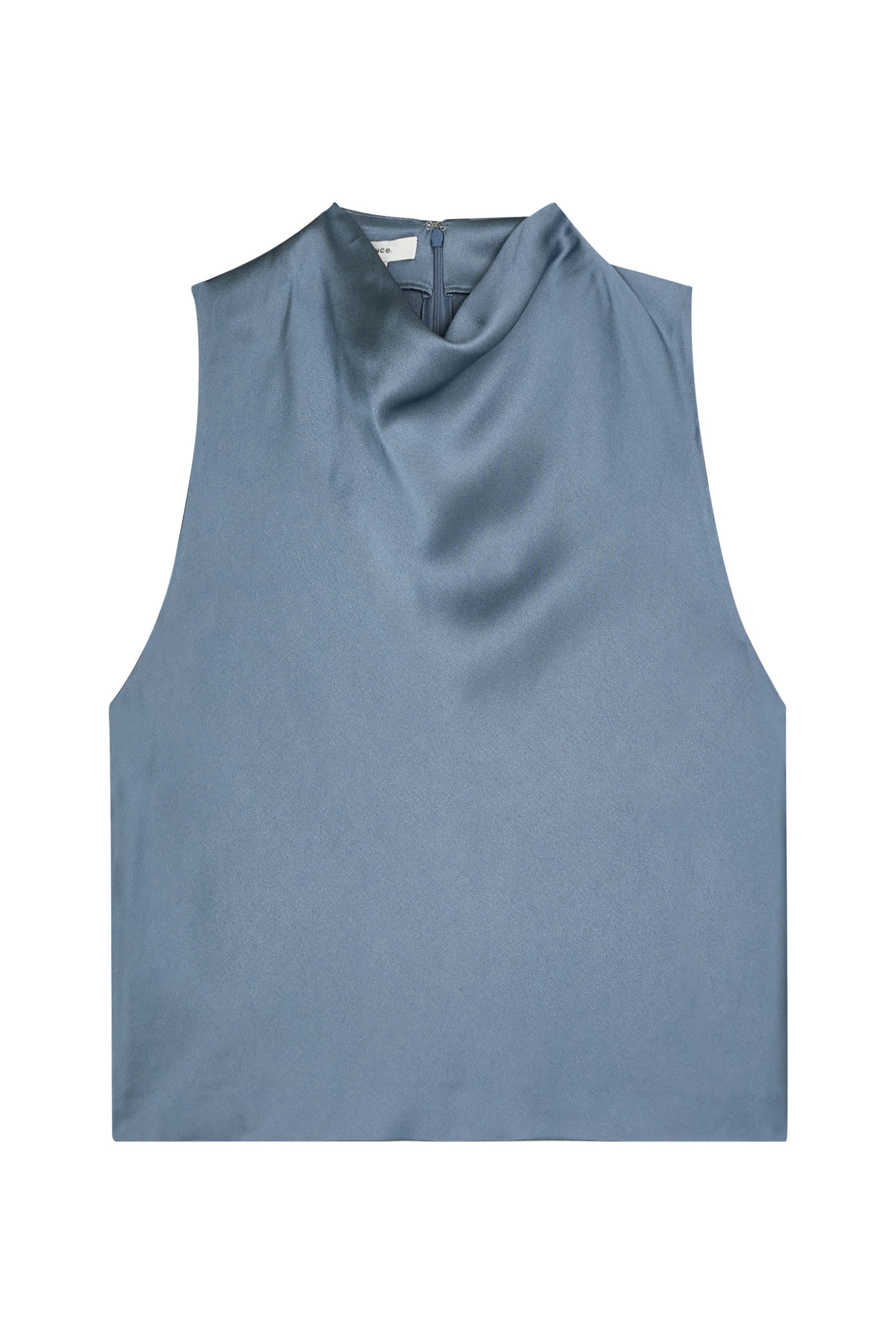 Satin Cropped Cowl-Neck Top