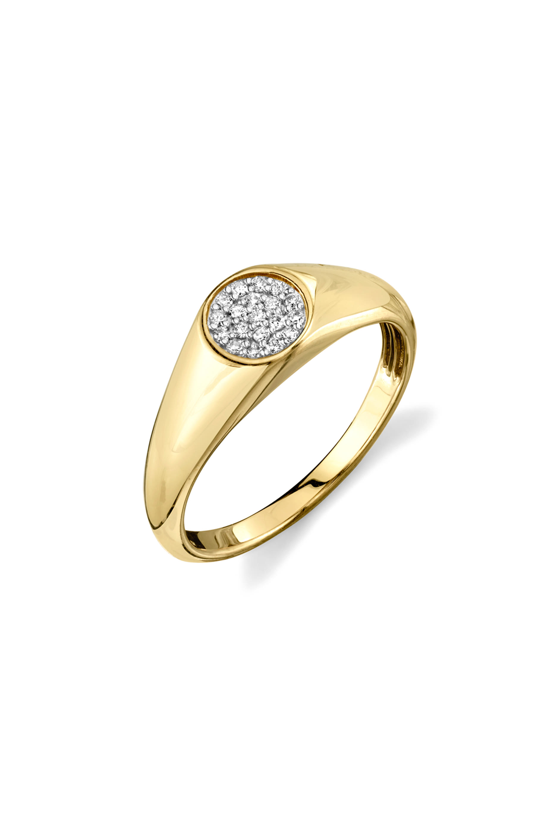 Signet Ring, 14K Yellow Gold & Mini Pav&eacute; Diamonds
