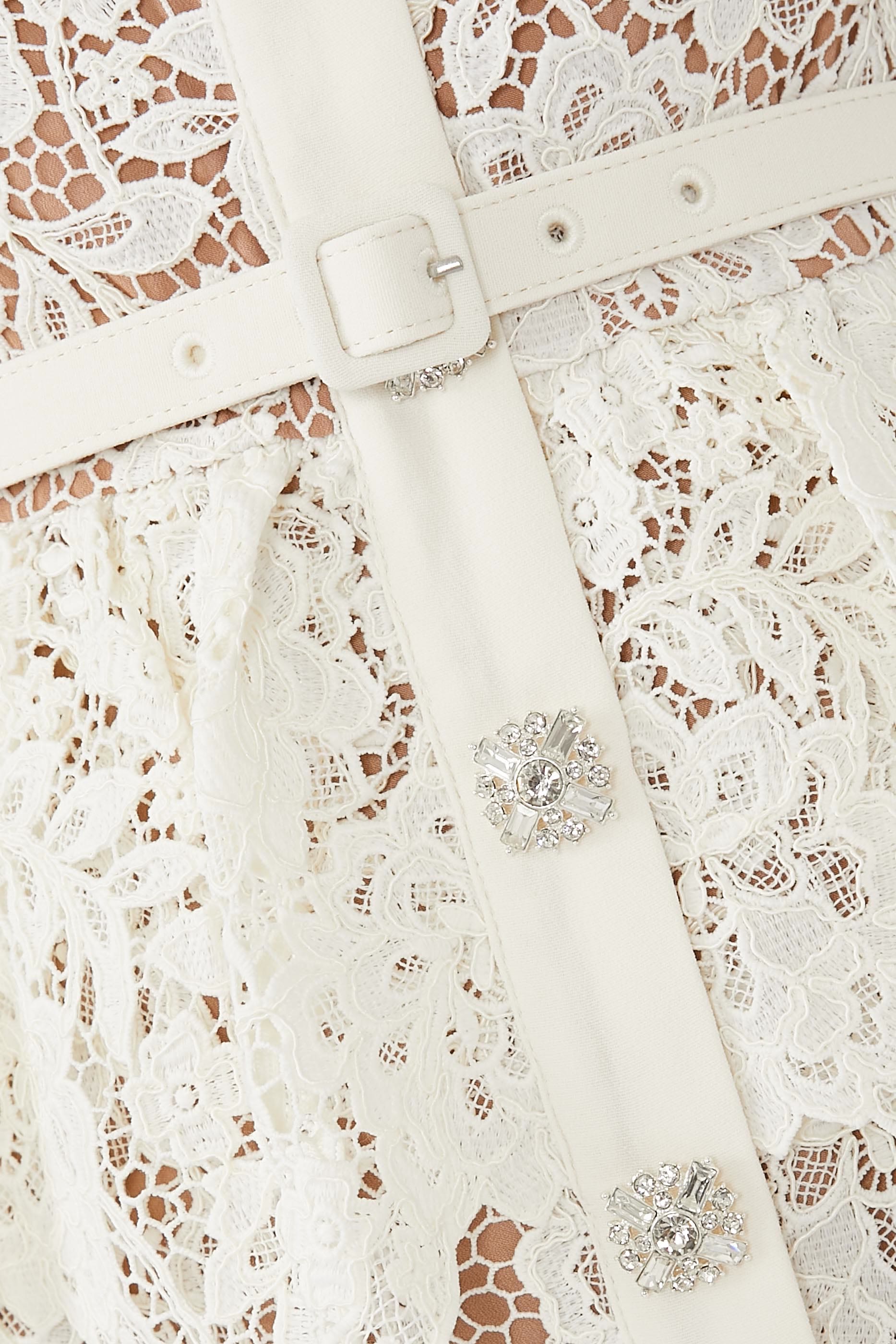 Buy Self-Portrait Cream Lace Peplum Midi Dress for Online | Bloomingdale's  Kuwait