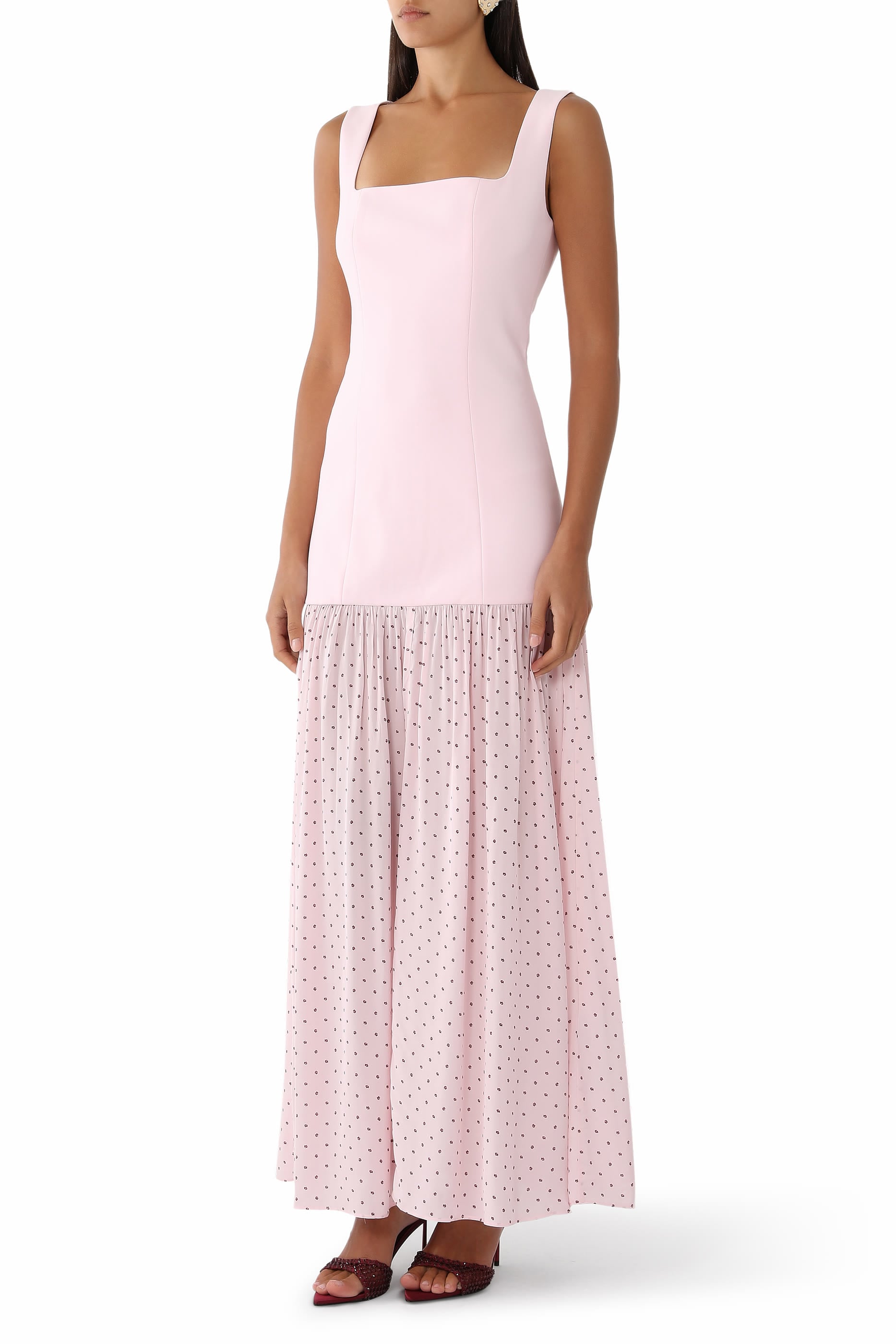 Crepe Scoop-Neck Maxi Dress 