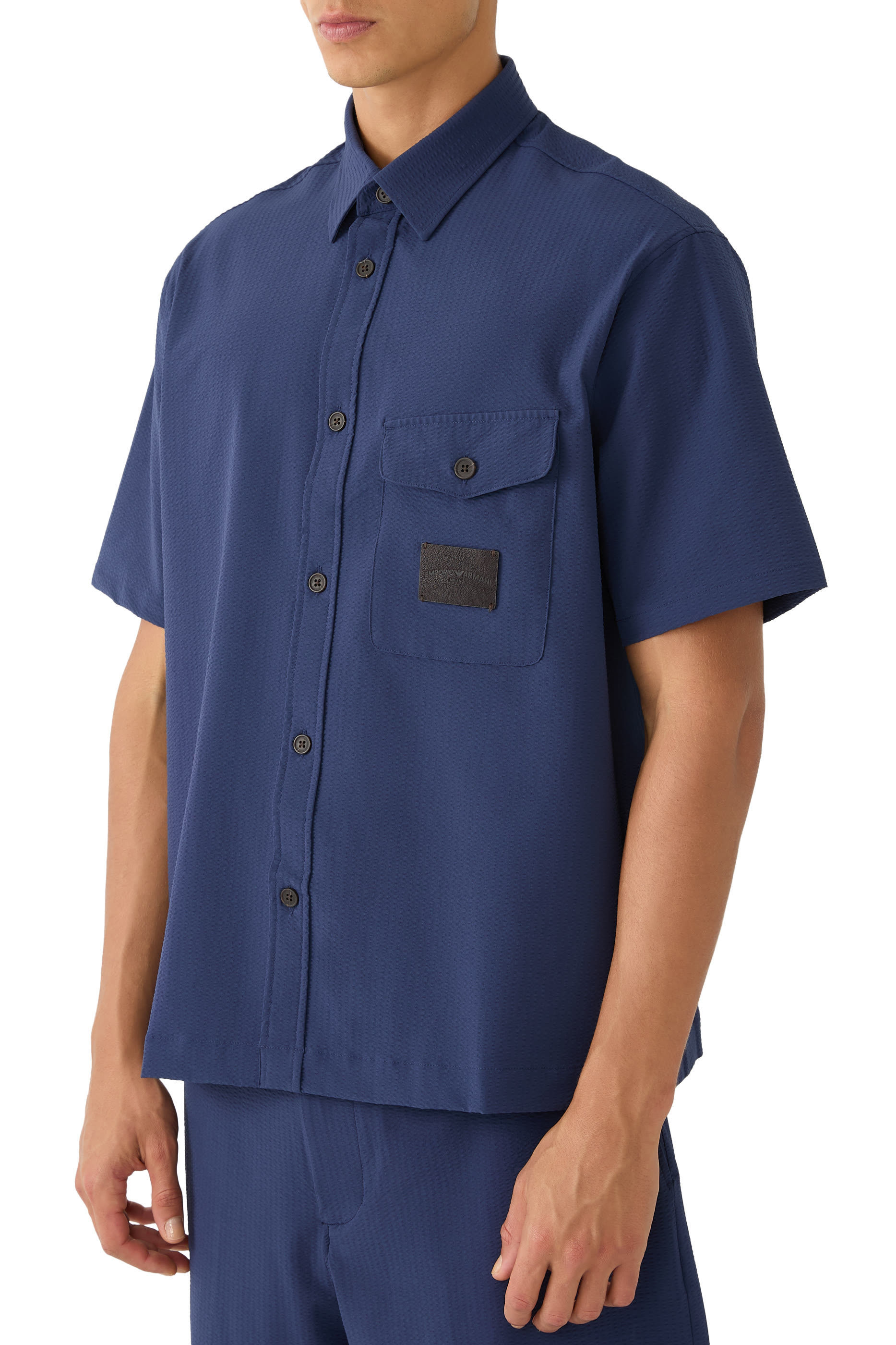 Logo Patch Seersucker Shirt