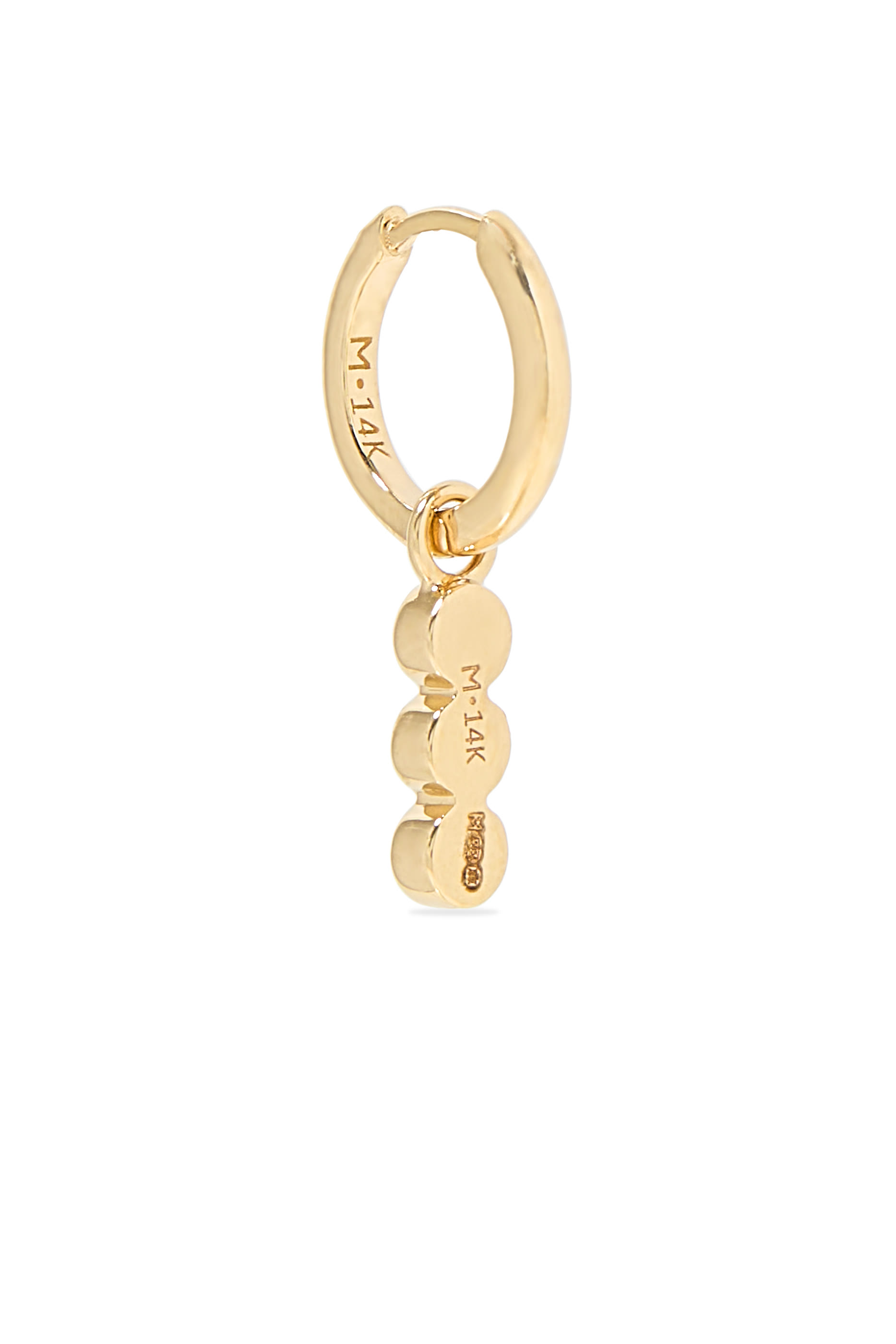 Fine Charm Single Hoop Earring, 14k Recycled Yellow Gold & Diamonds