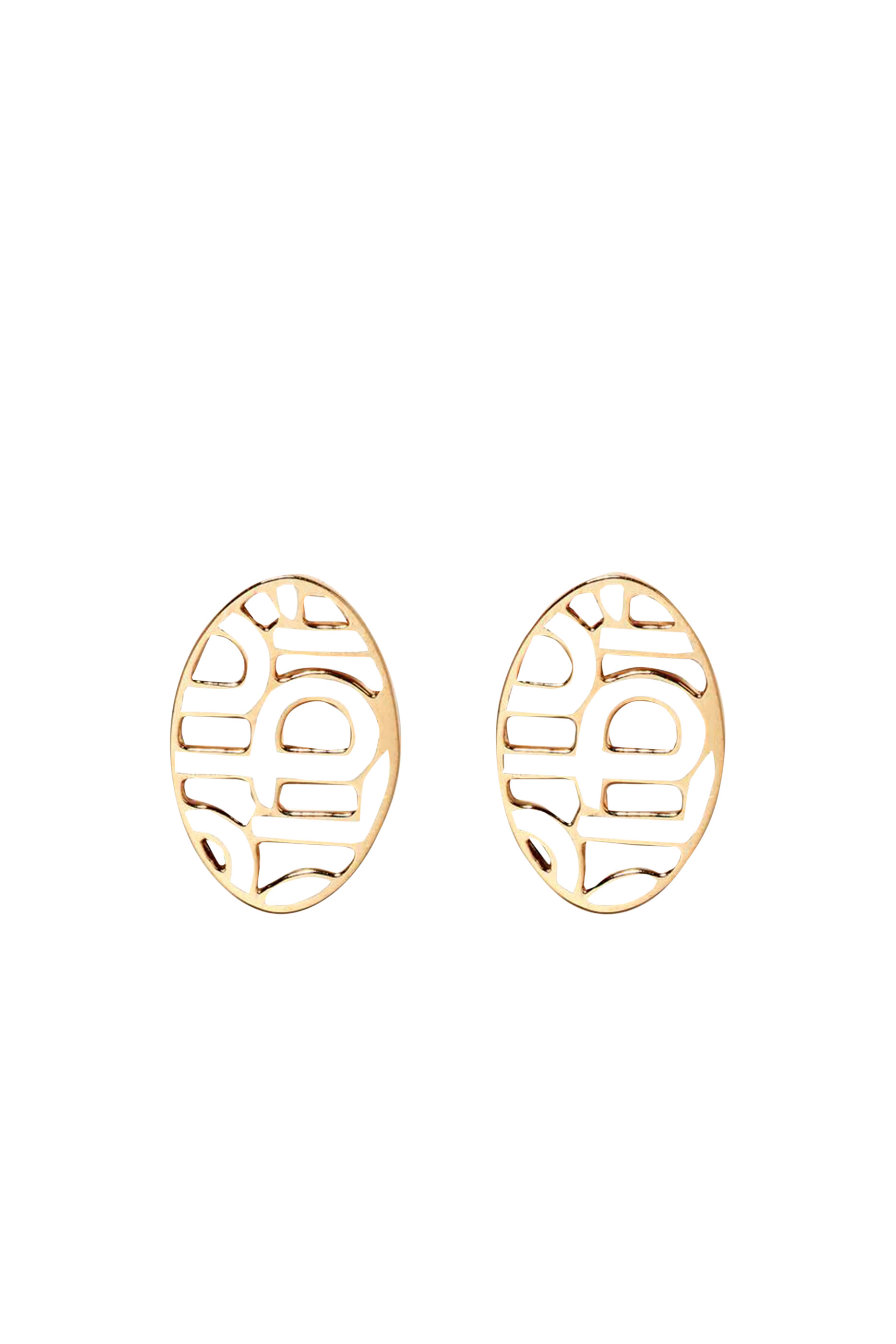 Oval Enamel "M" Stud Earrings