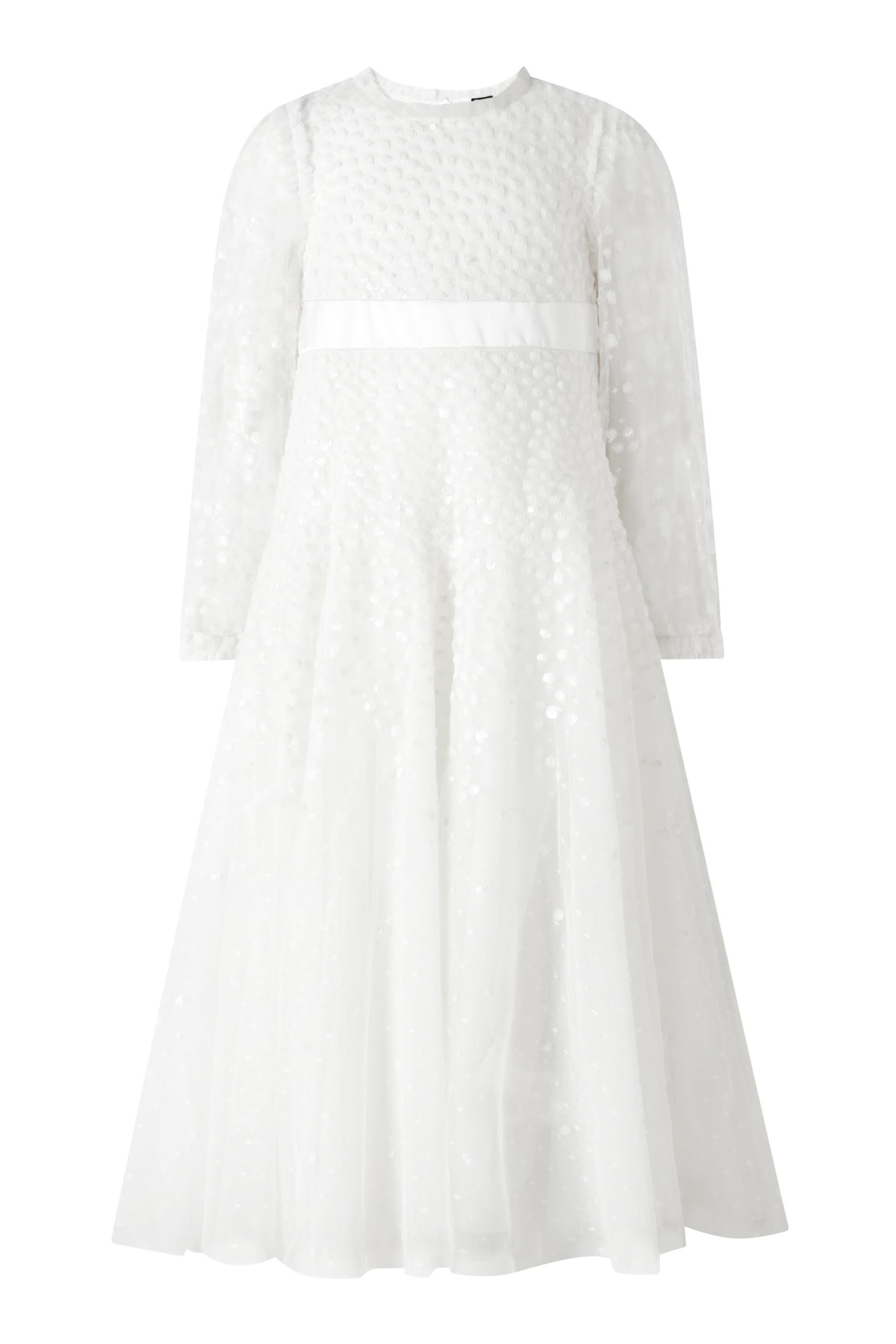 Kids Dappled Sequin Long Sleeves Gown