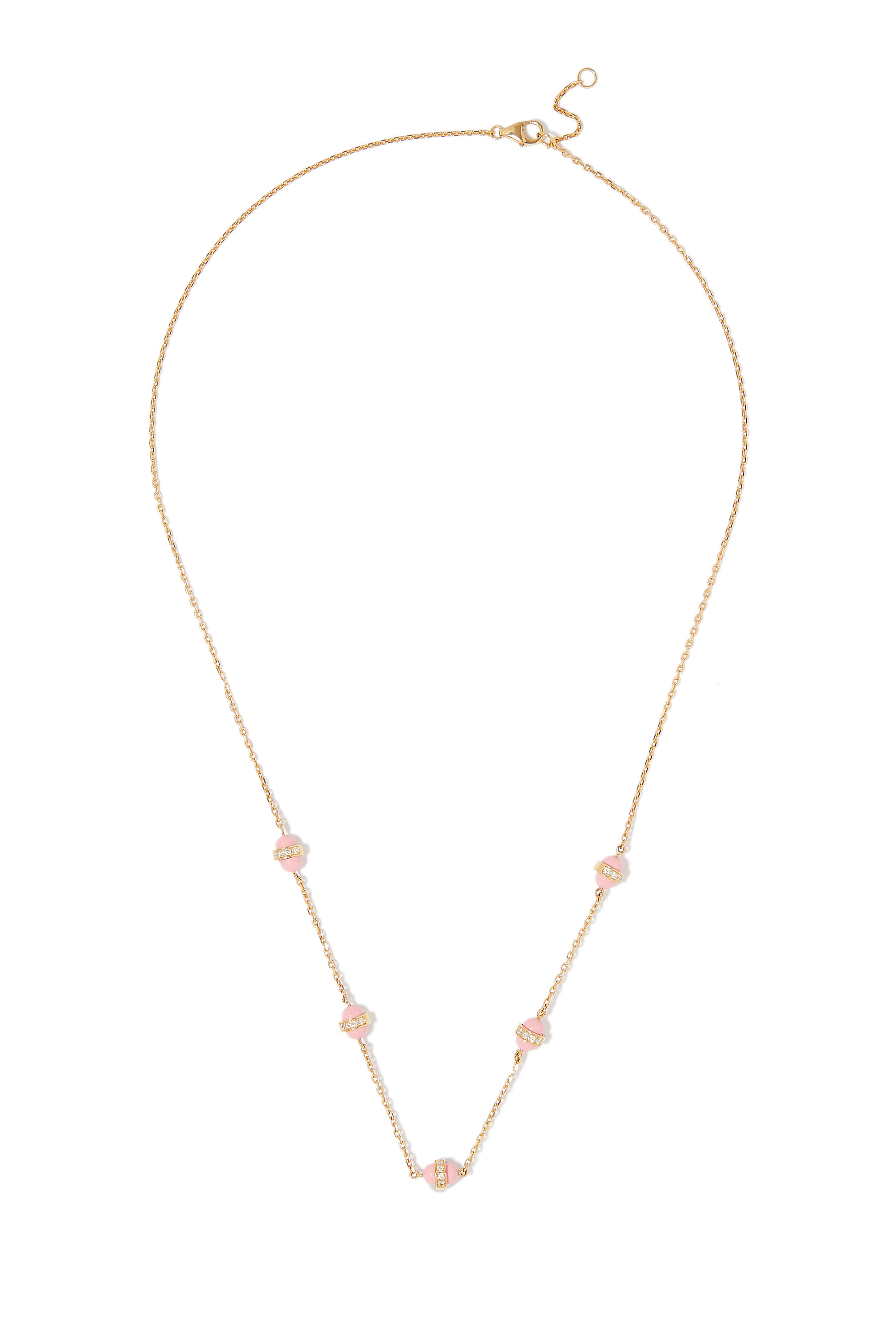 The 5 Dots Atoms Necklace, 18k Yellow Gold with Diamonds & Enamel