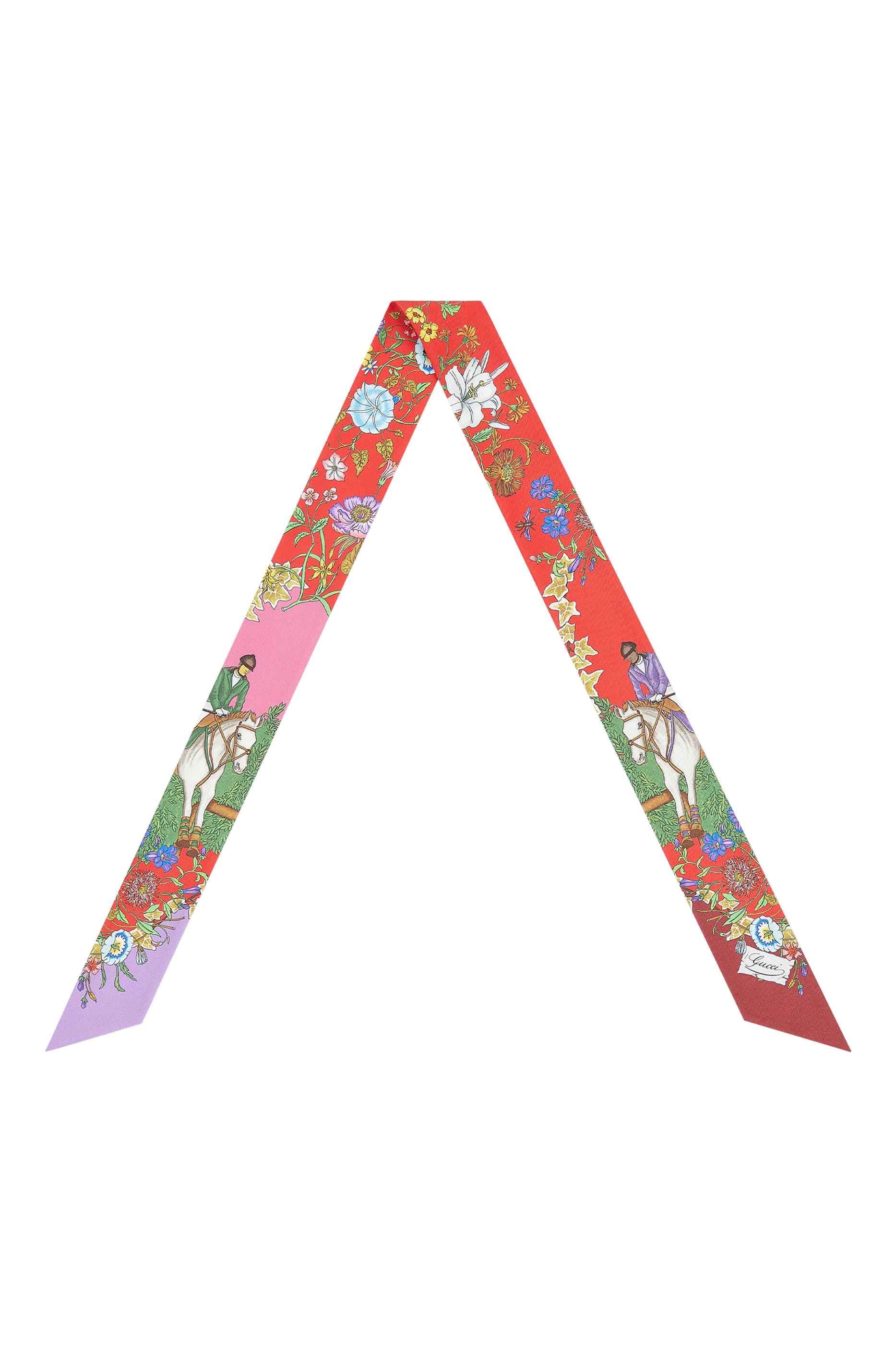 Allover Floral Print Silk Neck Bow