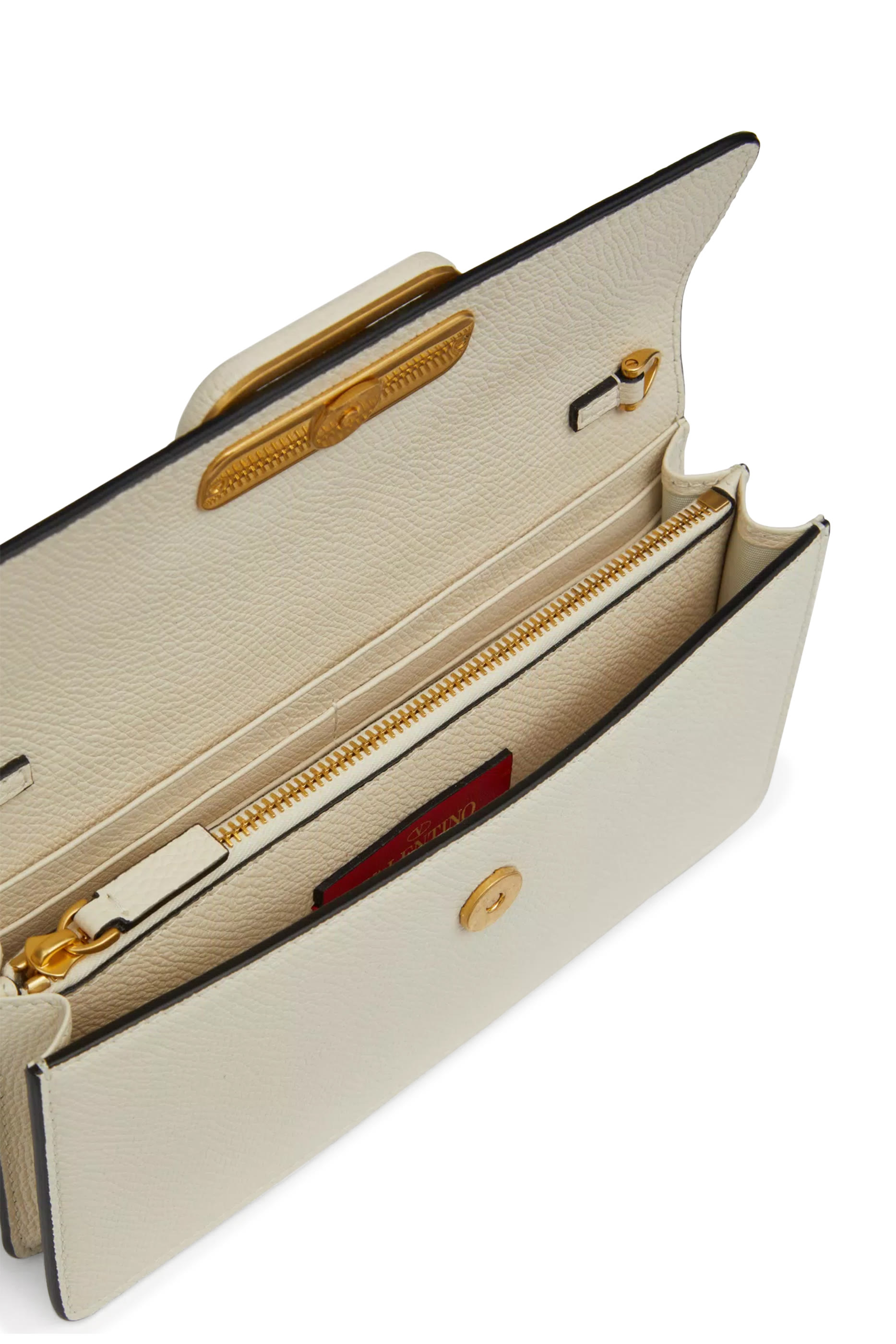 VLogo Signature Grainy Calfskin Wallet With Chain