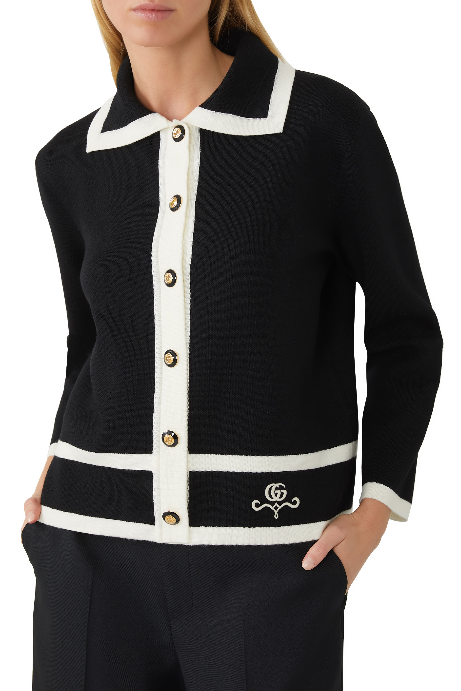 Wool GG Piquet Jacquard Polo Shirt