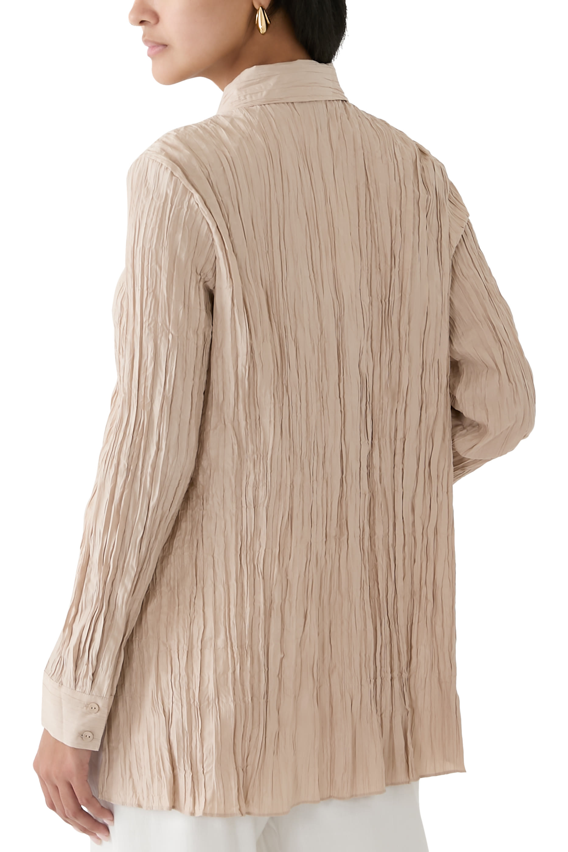 Crinkle Silk Habutai Classic Collar Shirt