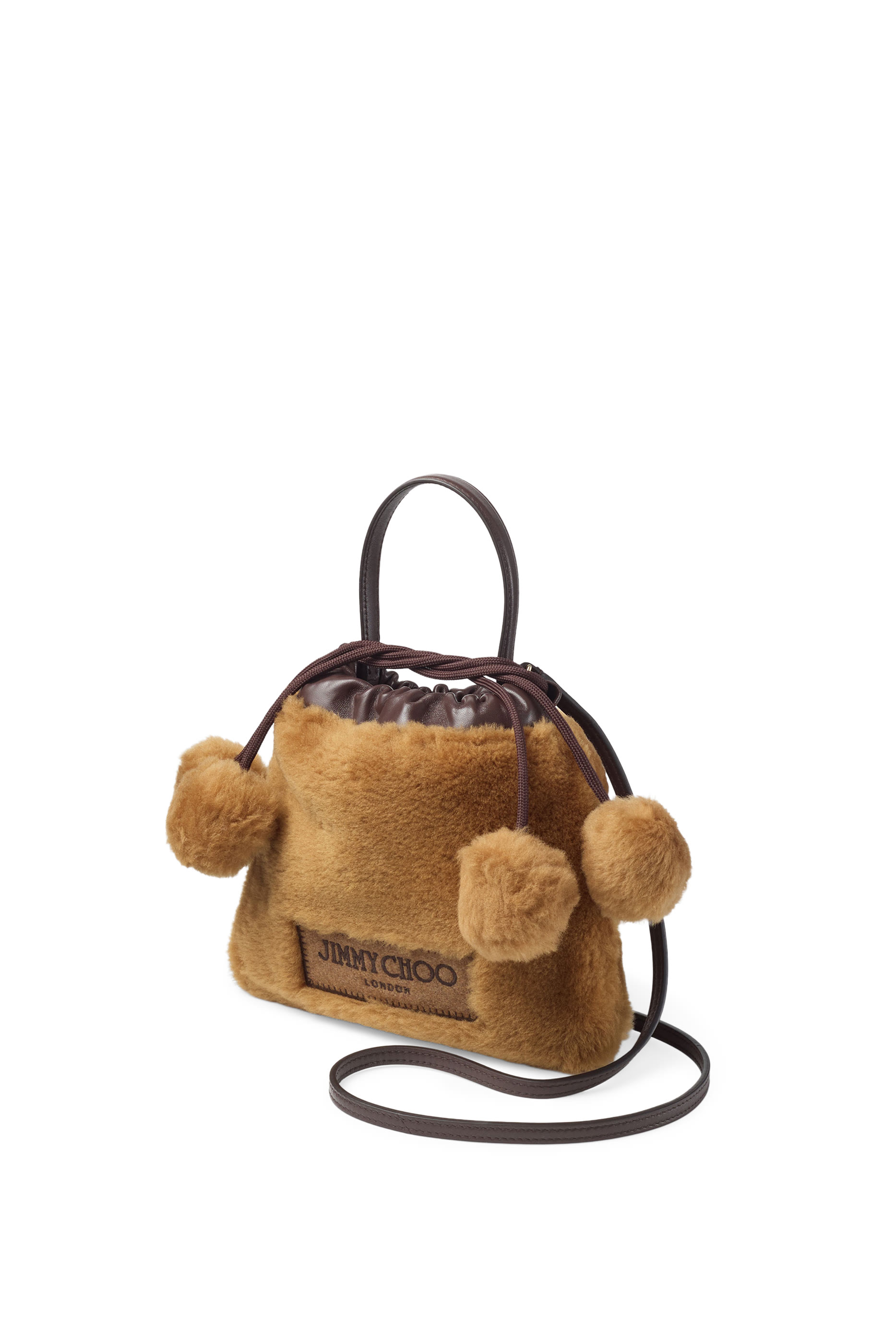 Logo Shearling Drawstring Pouch