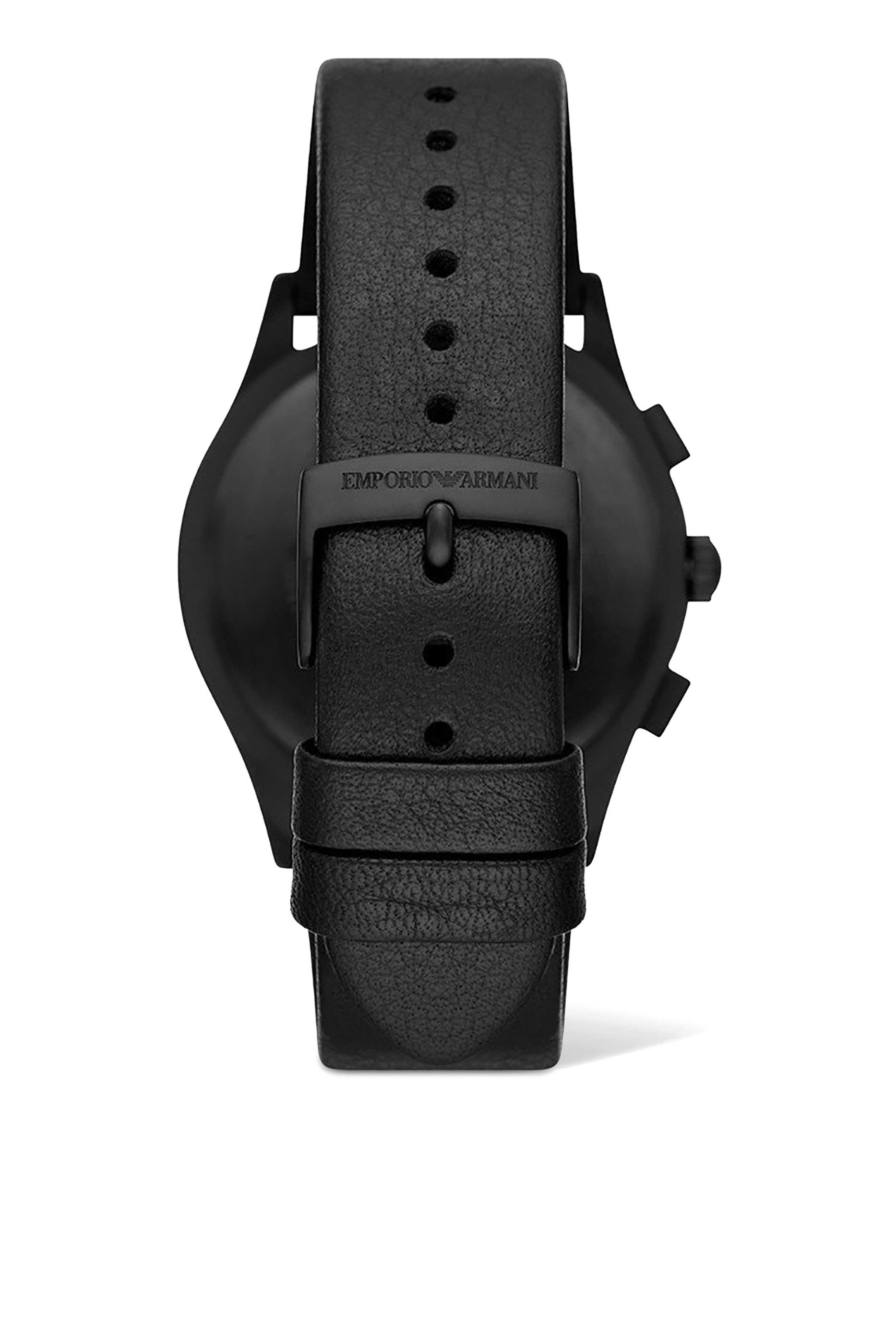 Chronograph Leather Watch and Bracelet Set