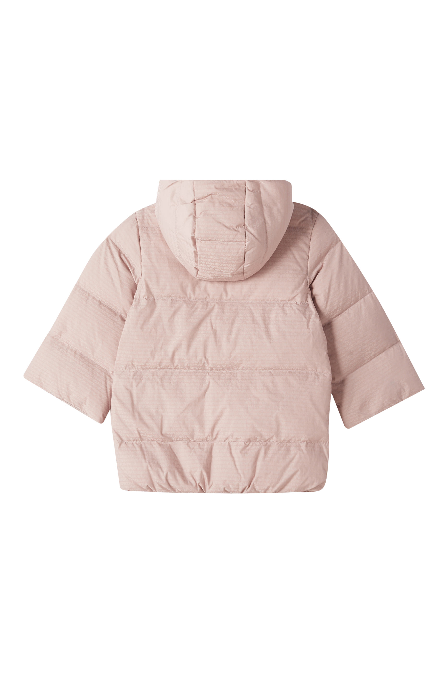 Kids Puffer Hoodie Long Micro EA Text Logo