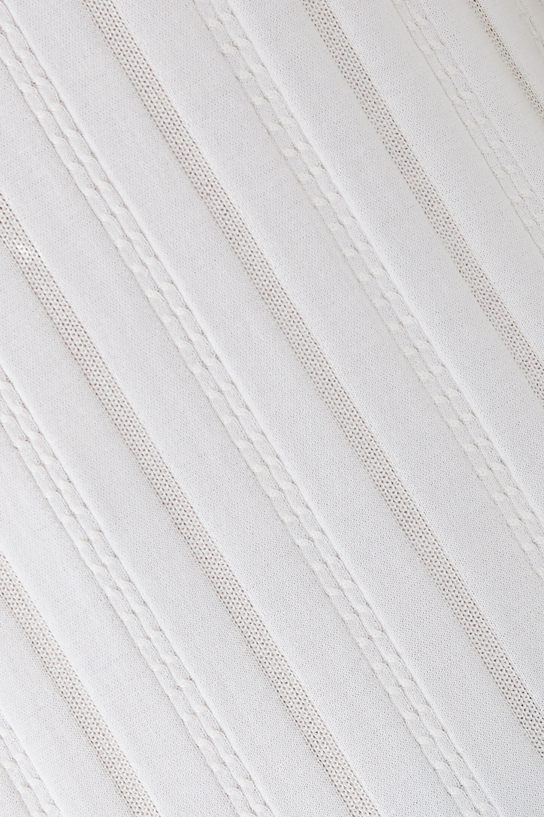 Cabled Front Cotton-Silk Knit Polo