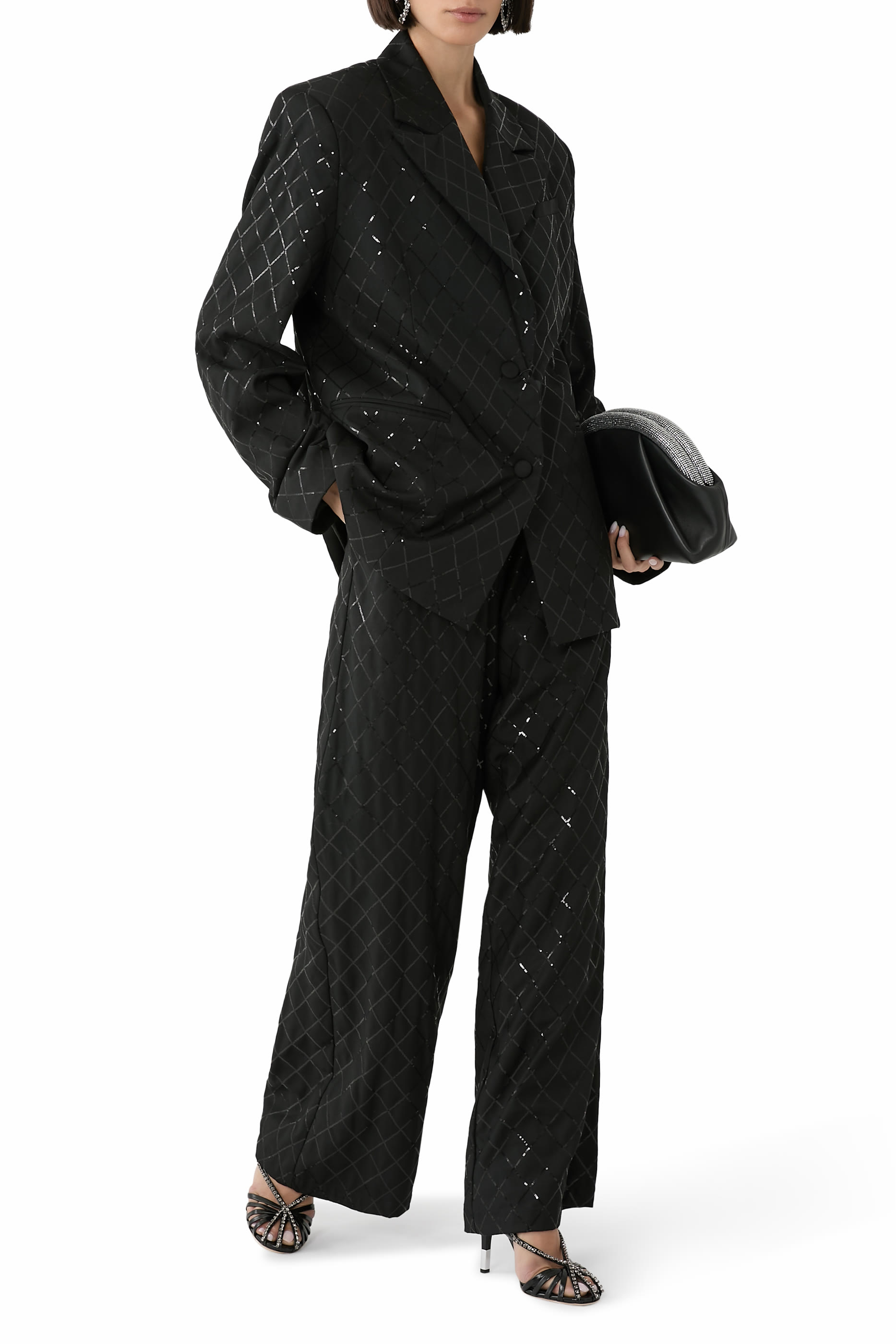 Wide-Leg Sequins Pants