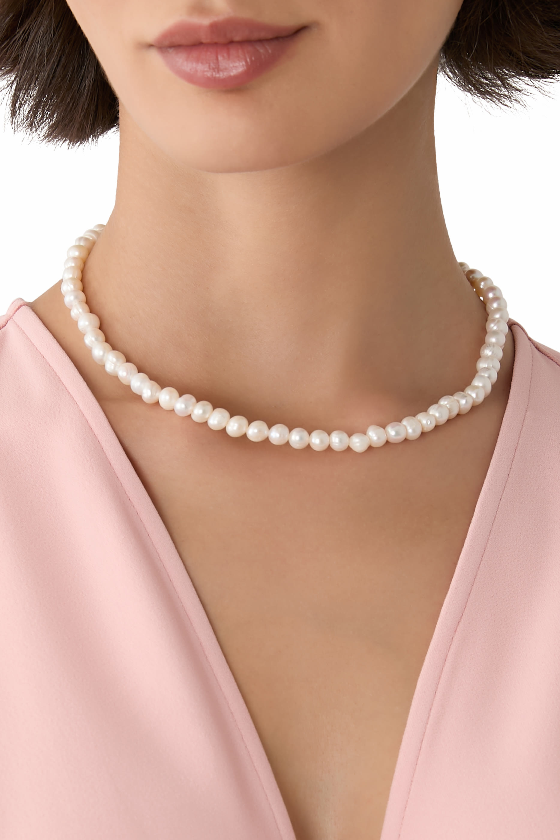 Pearl Necklace, 14k Gold Plated Brass