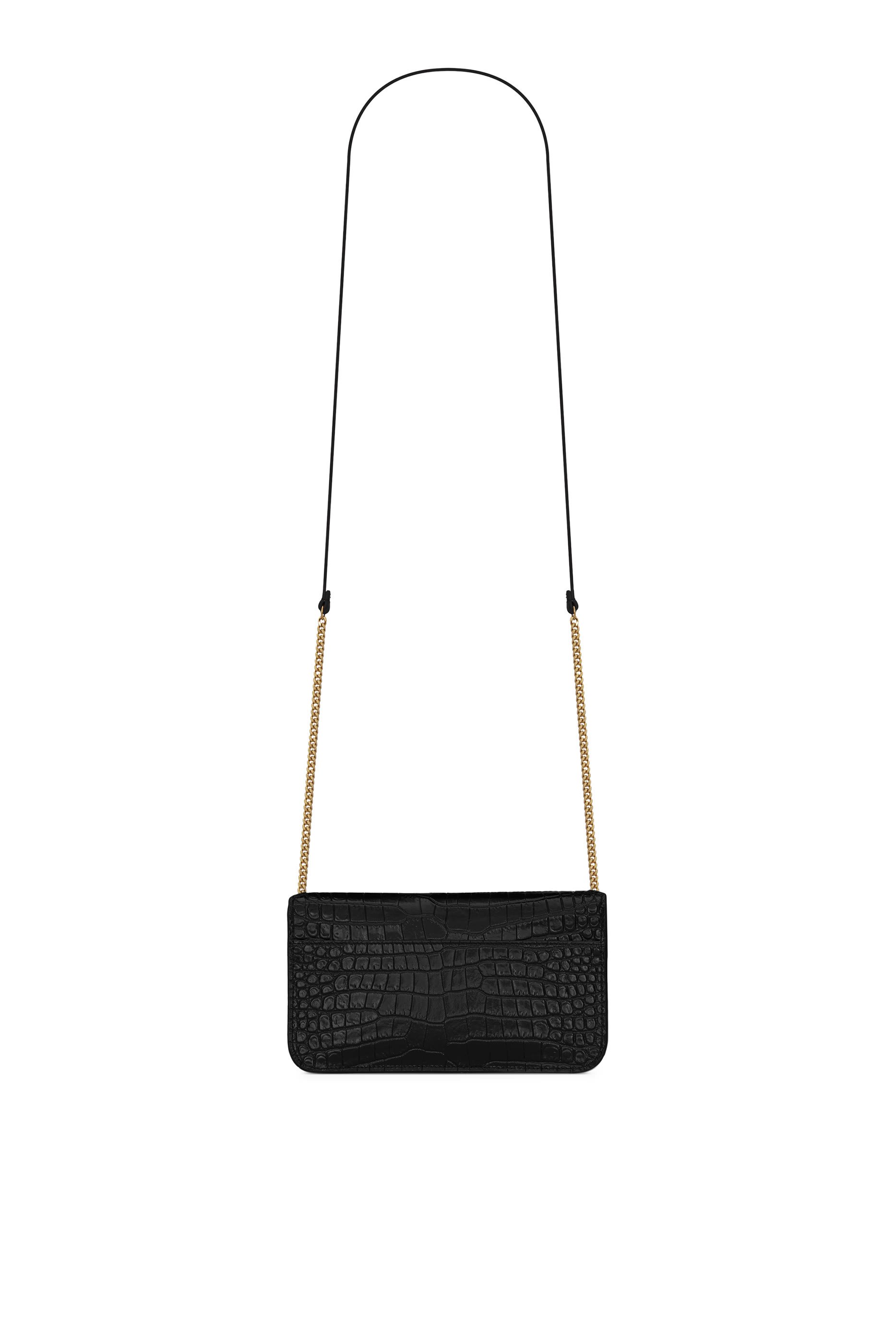  Cassandre Phone Holder in Shiny Crocodile-Embossed Leather