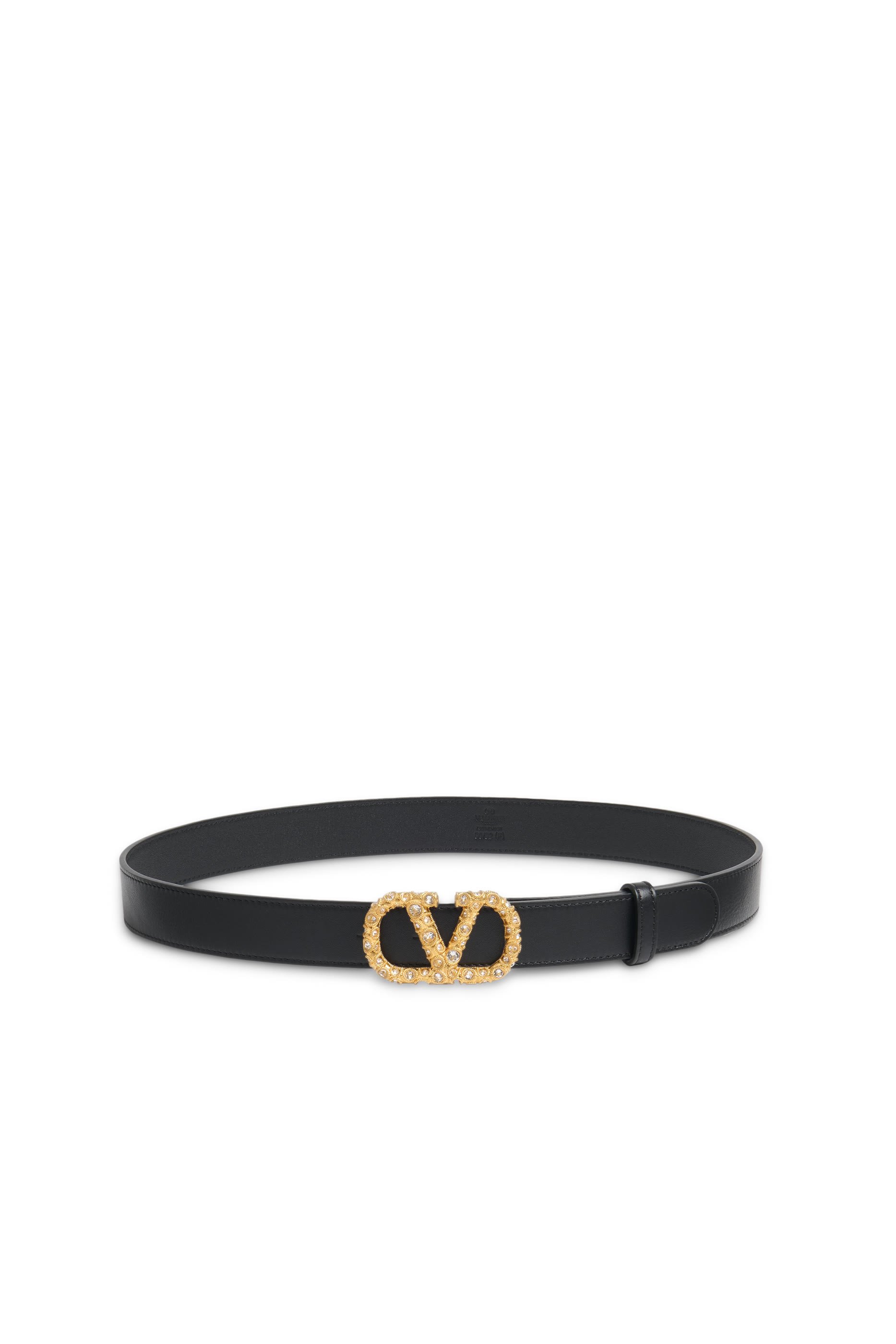 VLogo Signature Shiny Calfskin Belt with Crystals