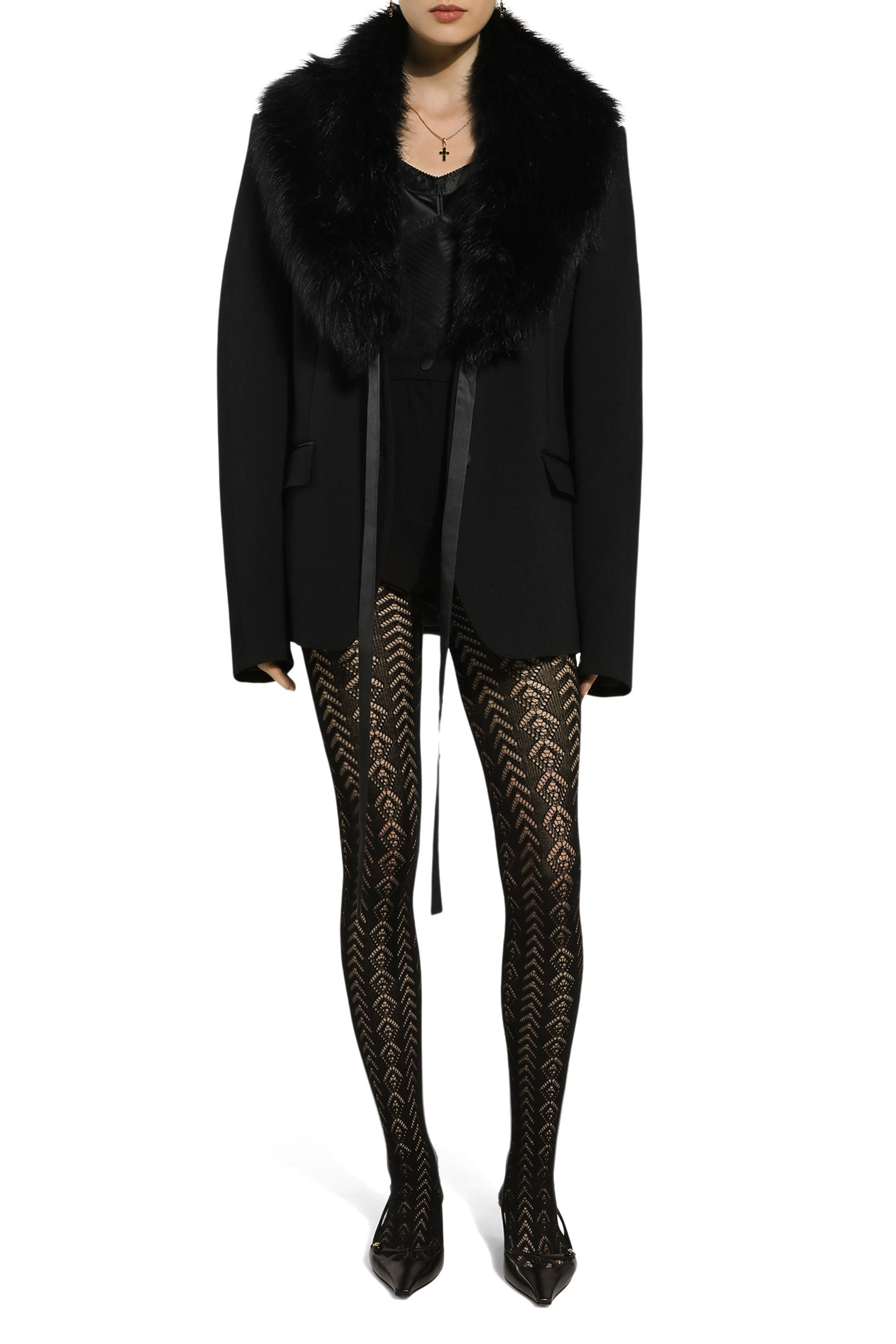 Wool Jacket with Faux Fur Collar