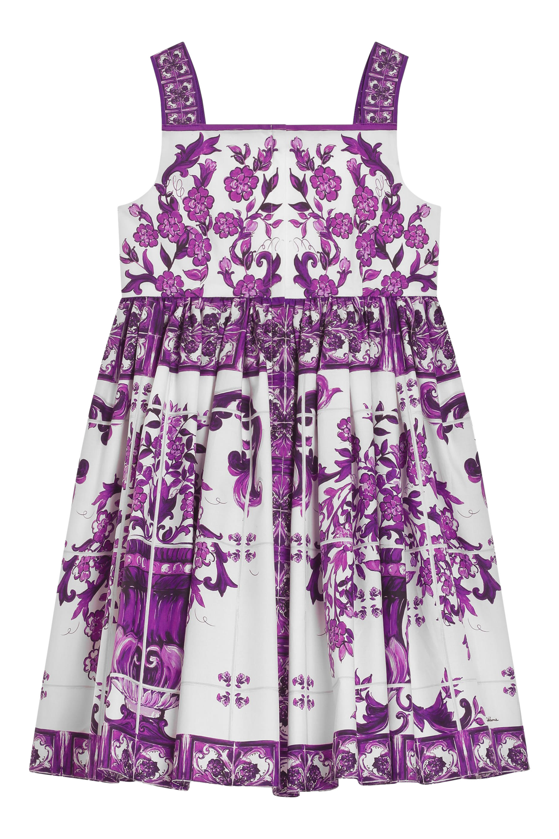 Kids Sleeveless Majolica Print Poplin Dress