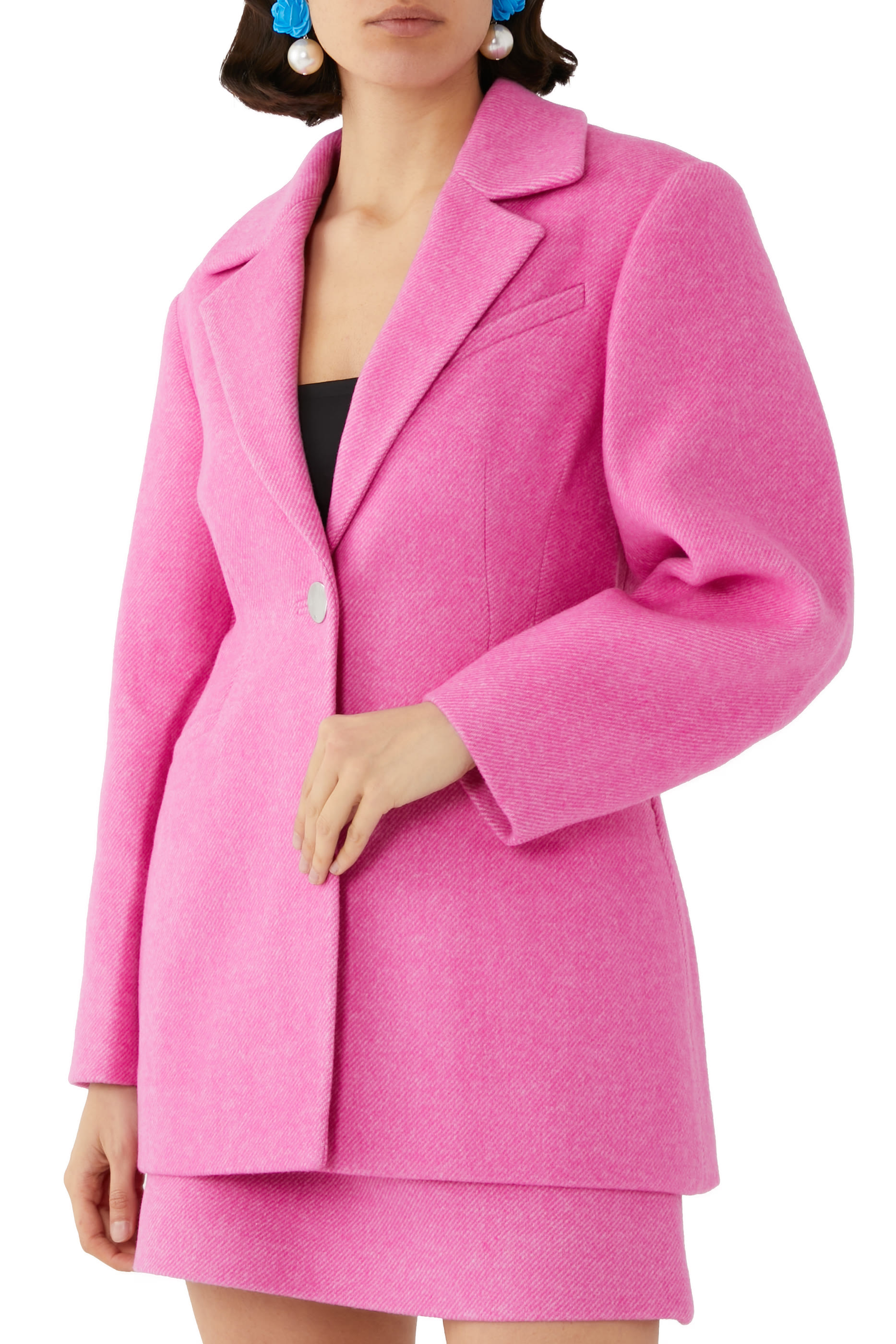 Twill Wool Suiting Fitted Blazer