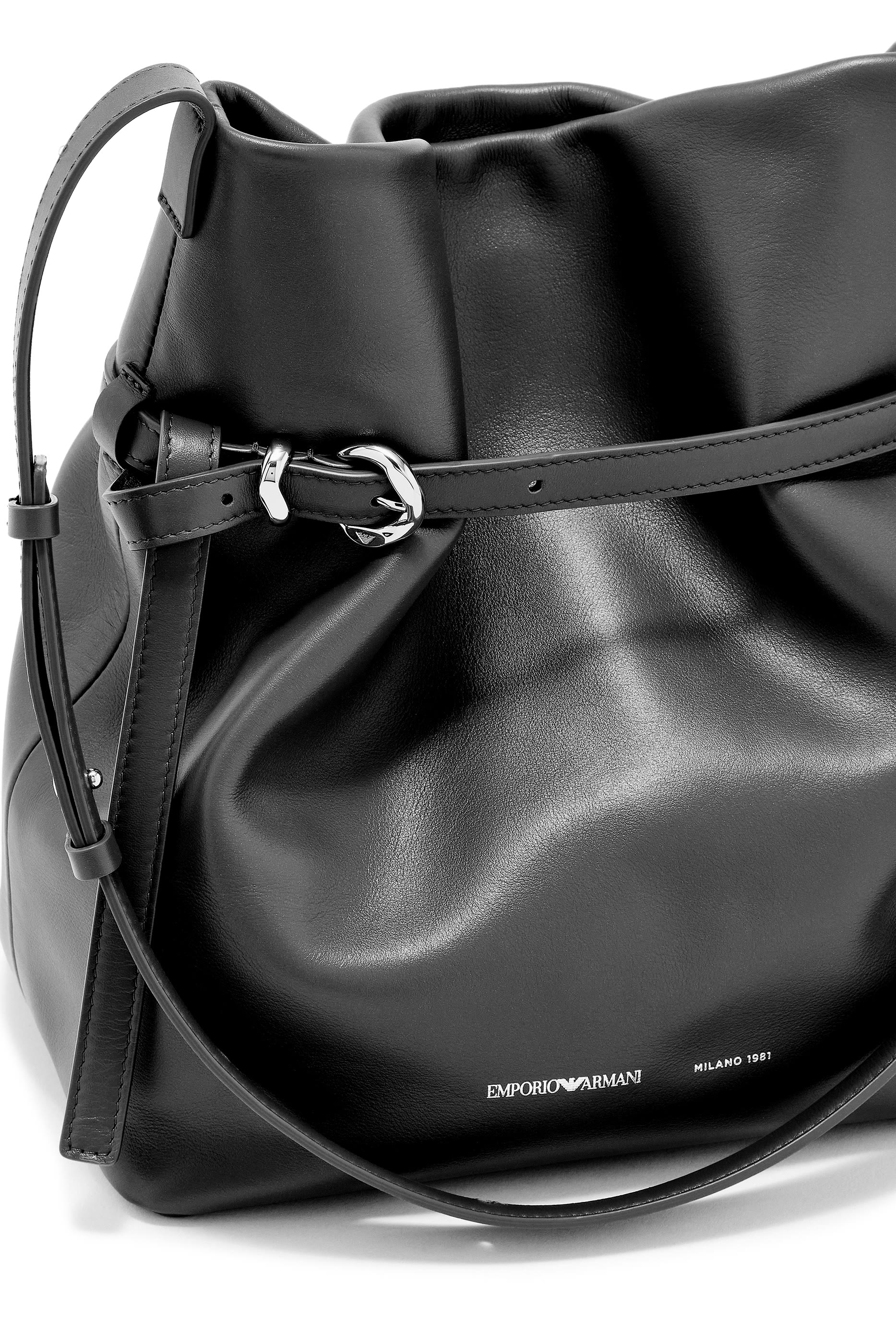 Logo Smooth Leather Bucket Bag