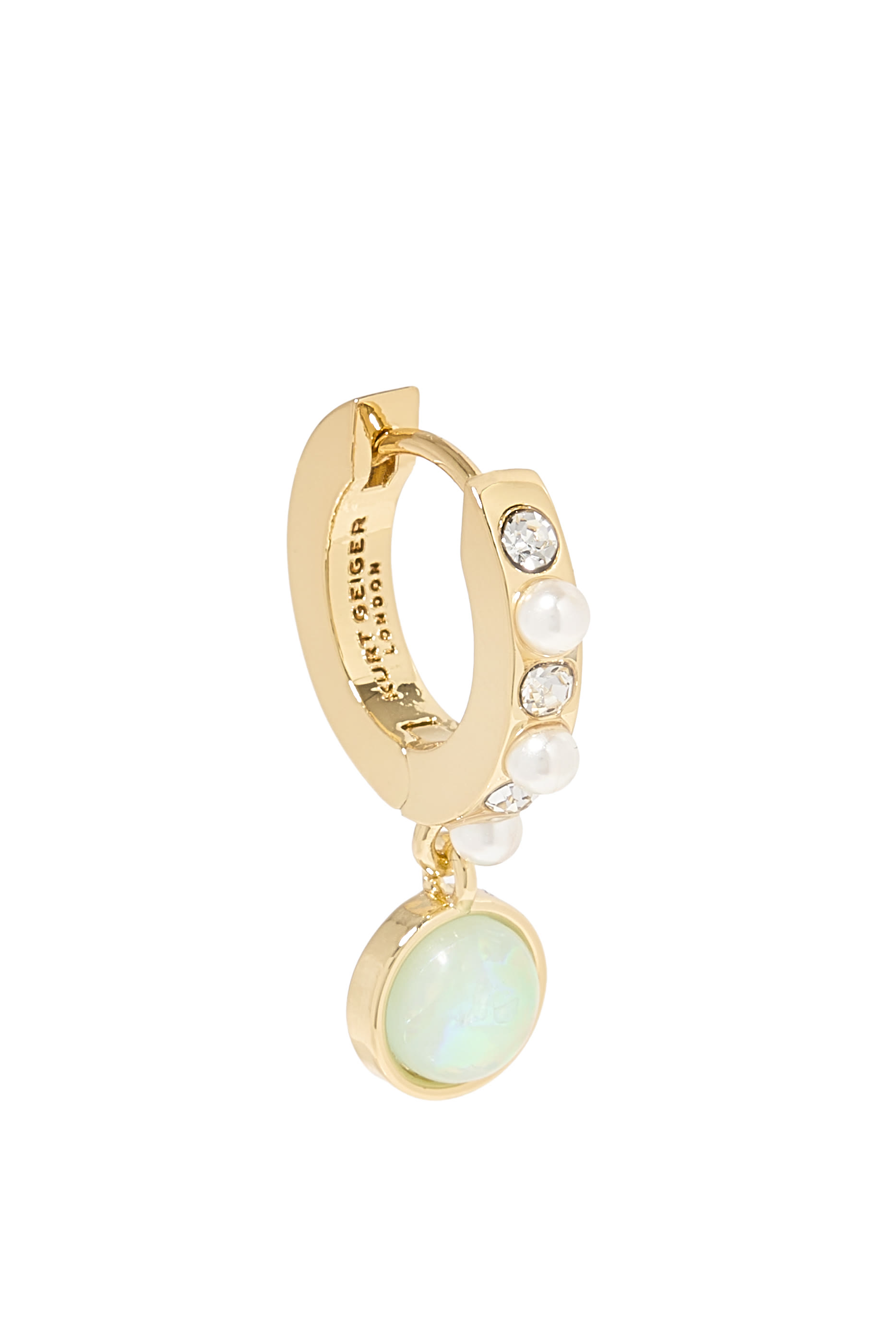 Drop Huggie Hoops, Brass & Cubic Zirconia