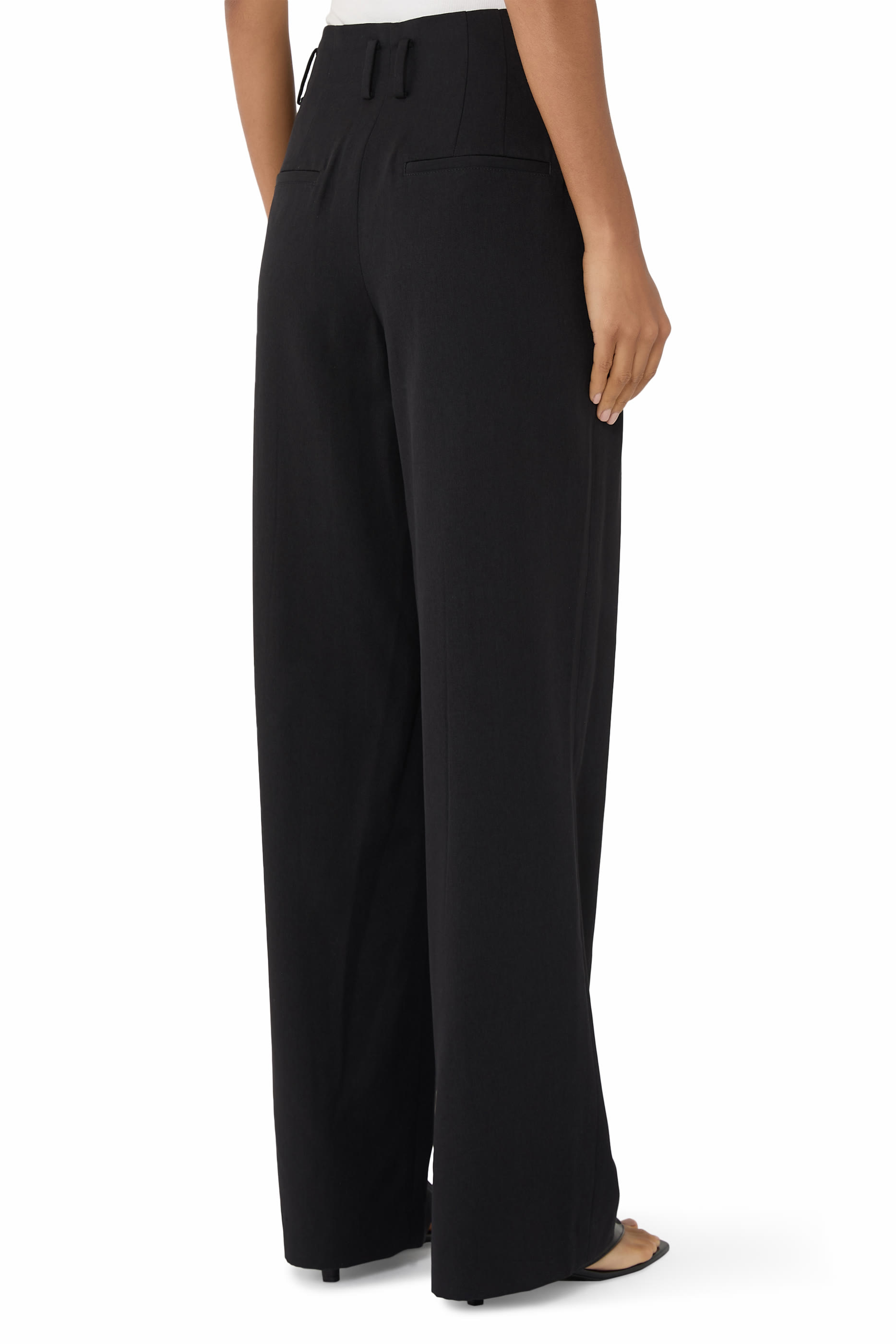 Belted High-Waist Pleated Trousers