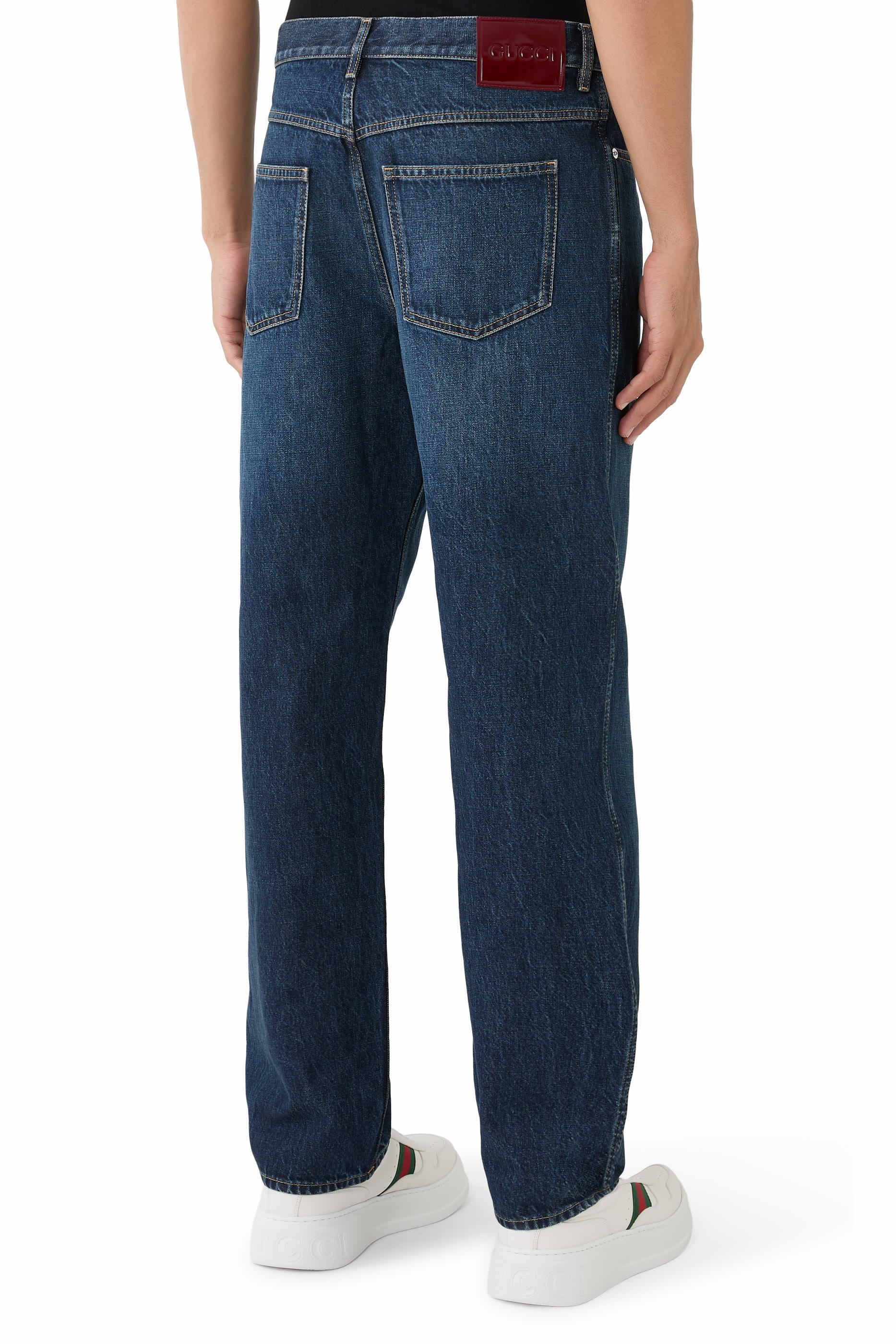 Logo Slim-Fit Cotton Denim Trousers