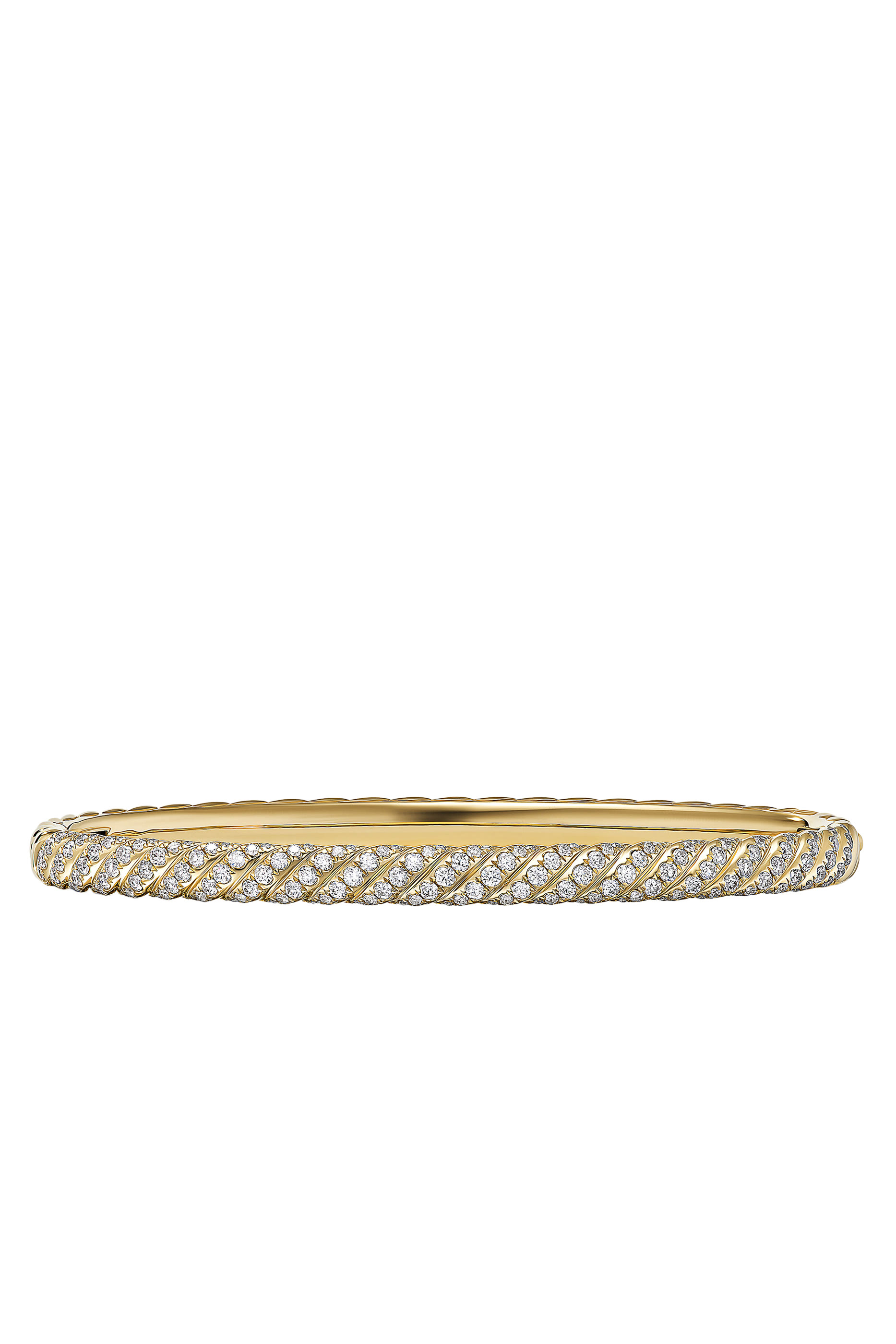 Sculpted Cable Bangle Bracelet, 18k Yellow Gold & Diamonds